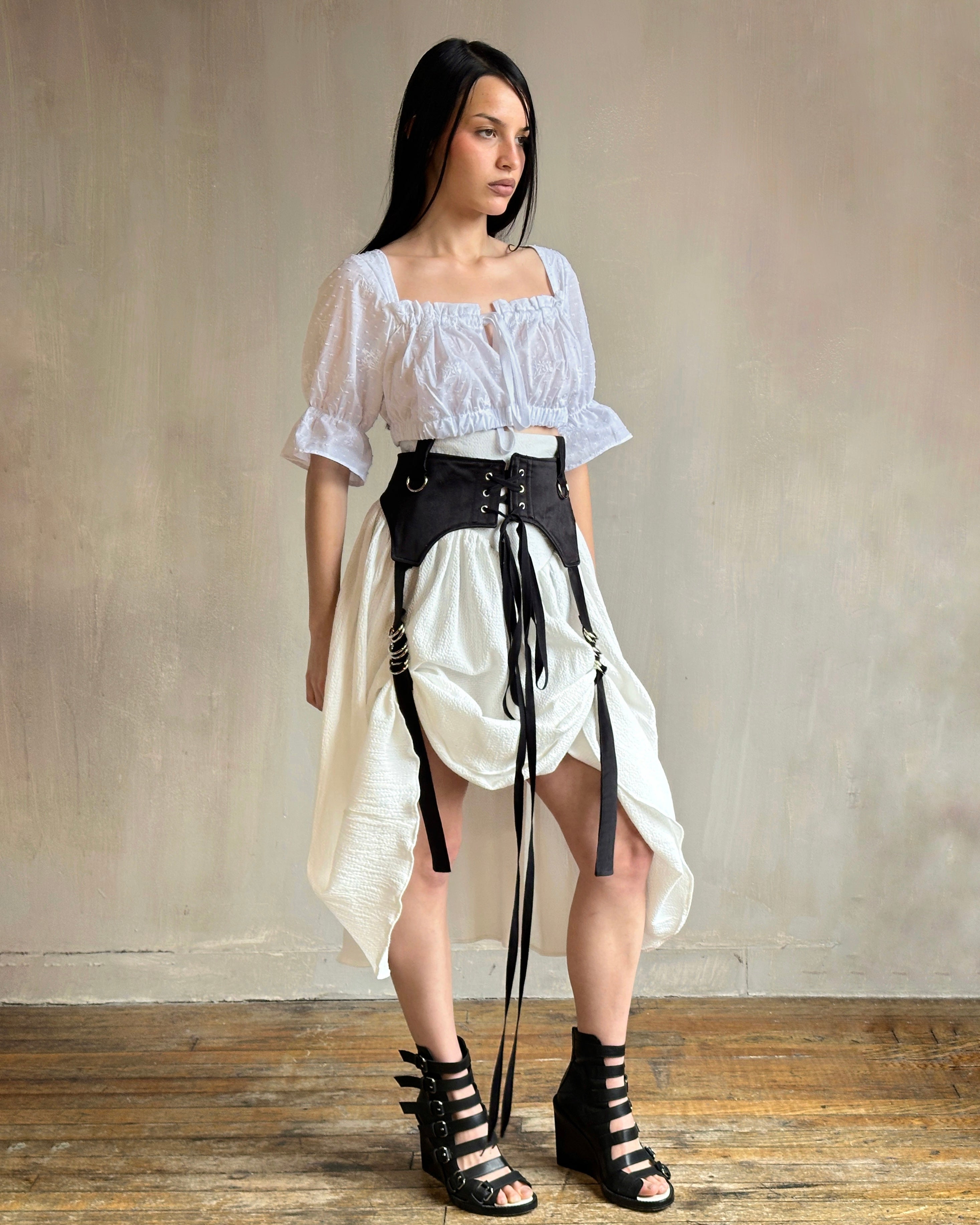 Spring '25: Cropped Dirndl Top in white broderie (Pre-Order)