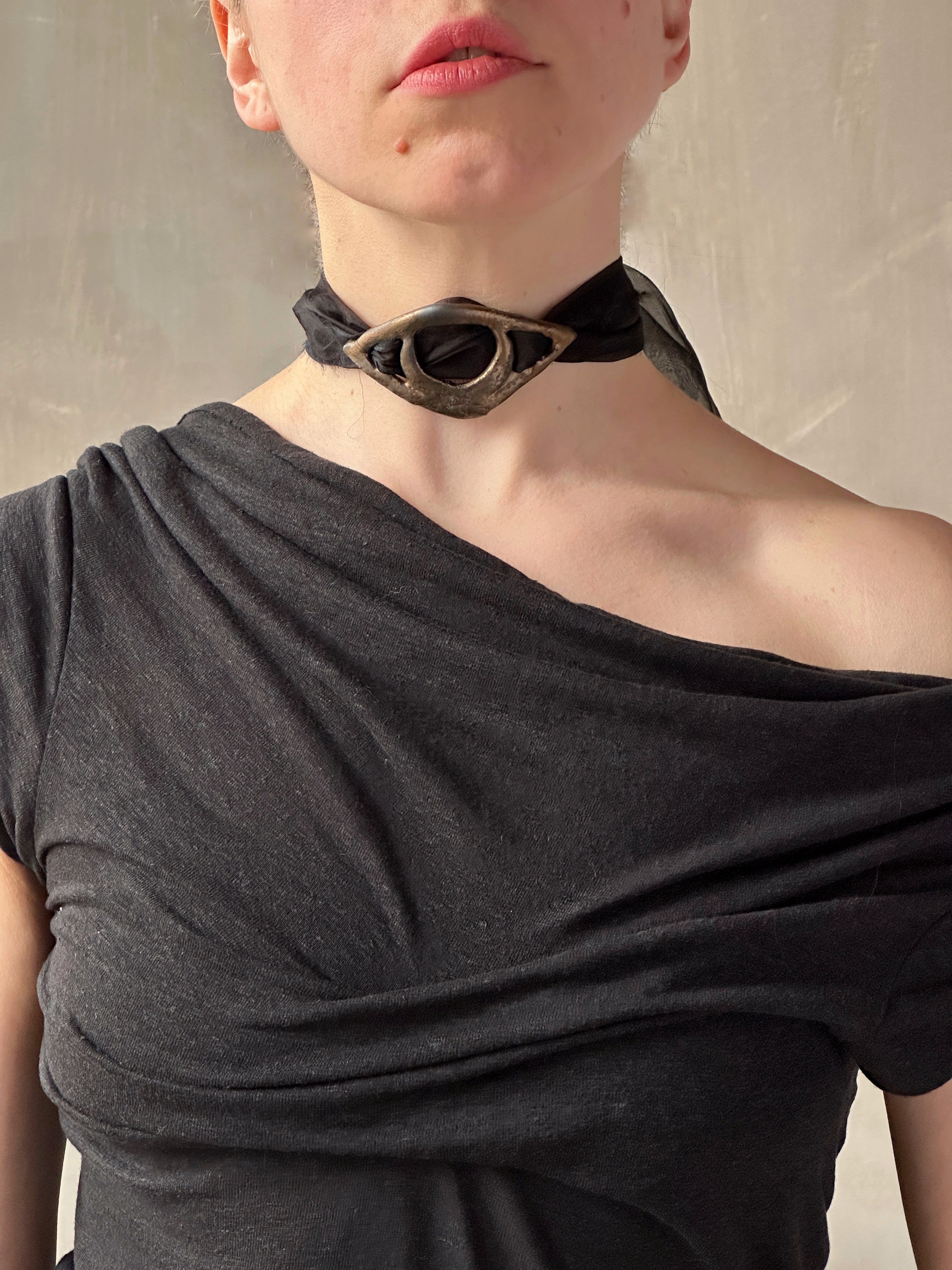 Spring '26: Ceramic "Lunar Eye" Buckle Choker in Antique Bronze (Pre-Order, Limited Edition)