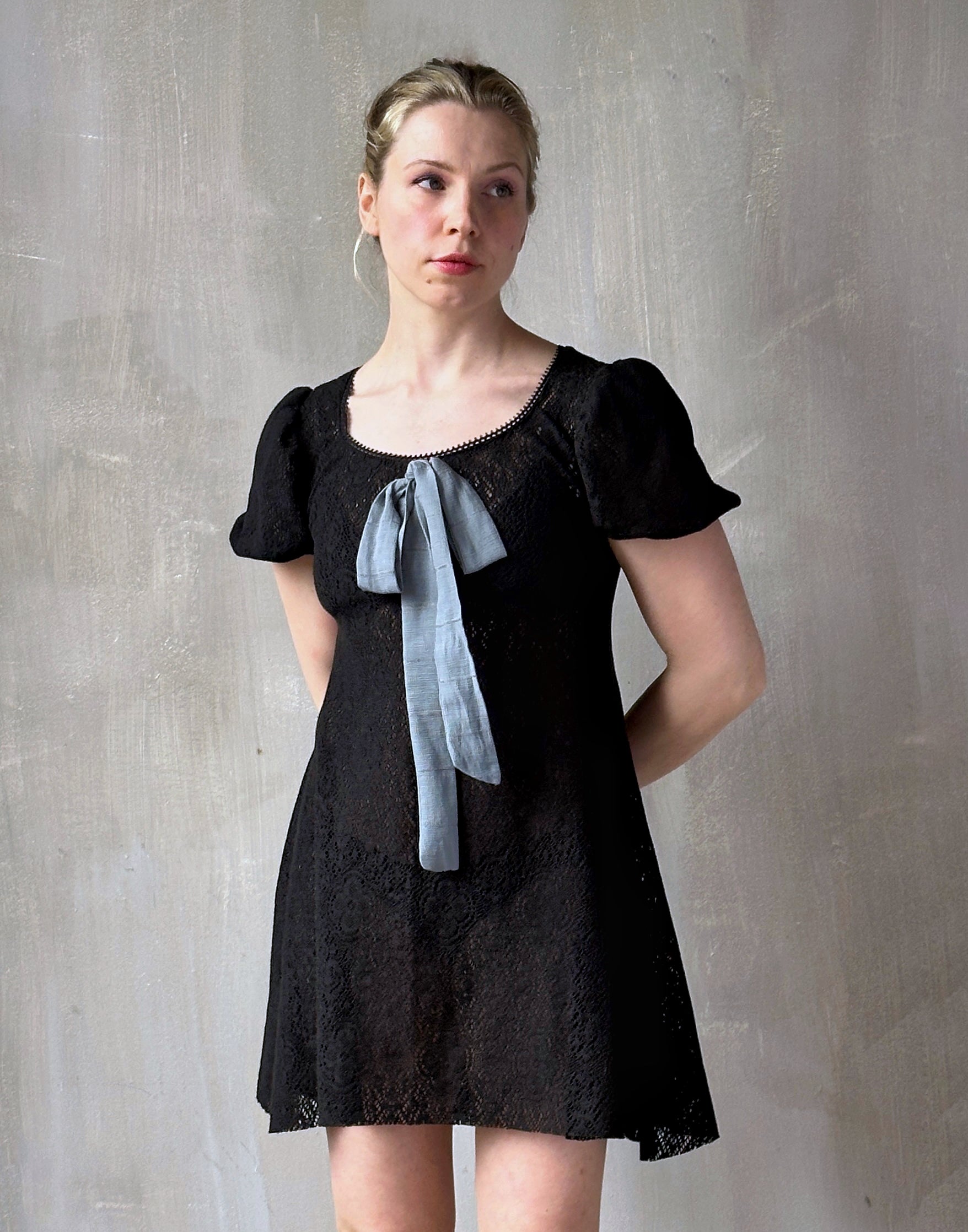 Spring '26: "Laura" Mini Dress in Black Cotton Lace (Pre-Order)