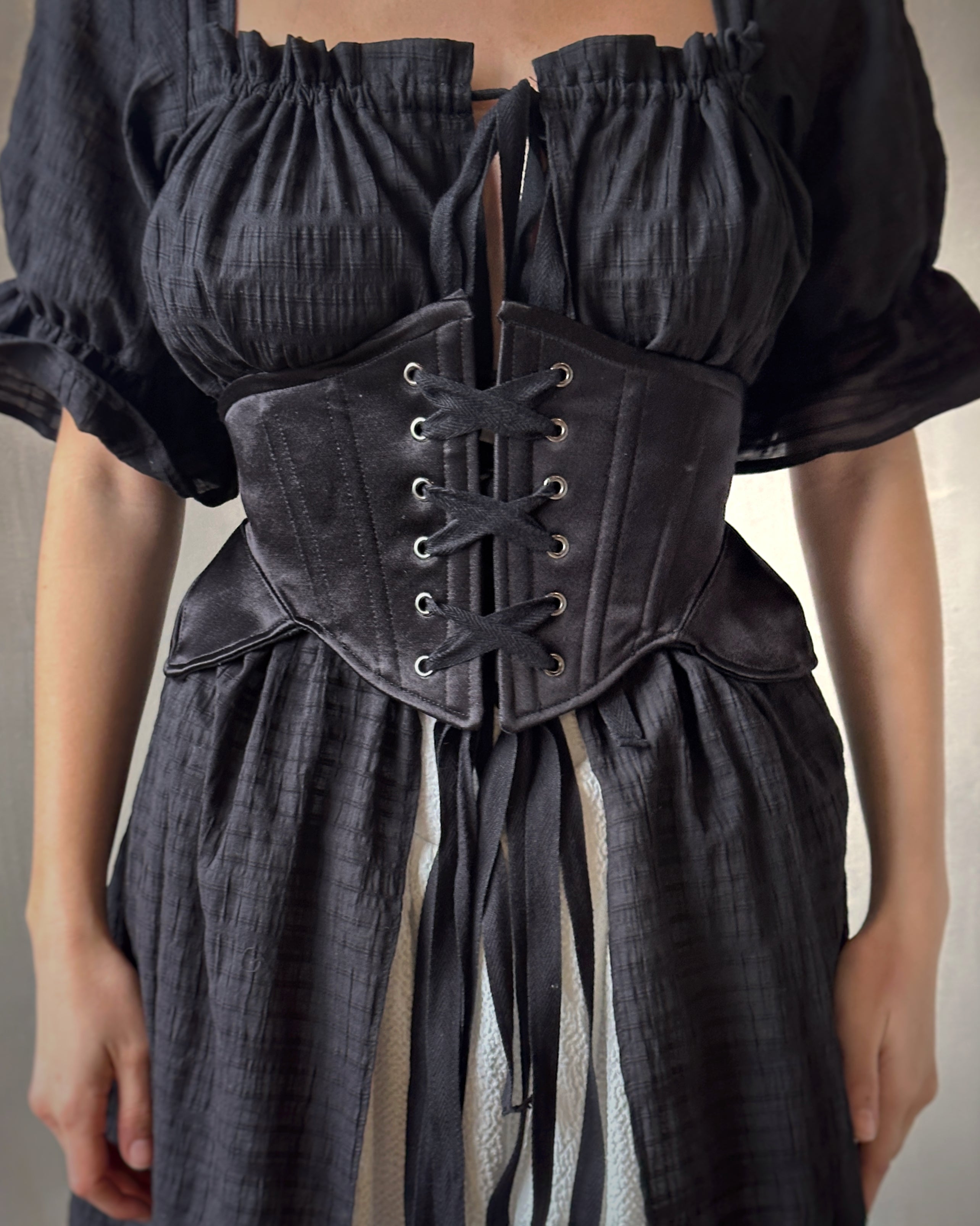 Spring '25: Severina Corset Belt in Black Satin (Pre-Order)