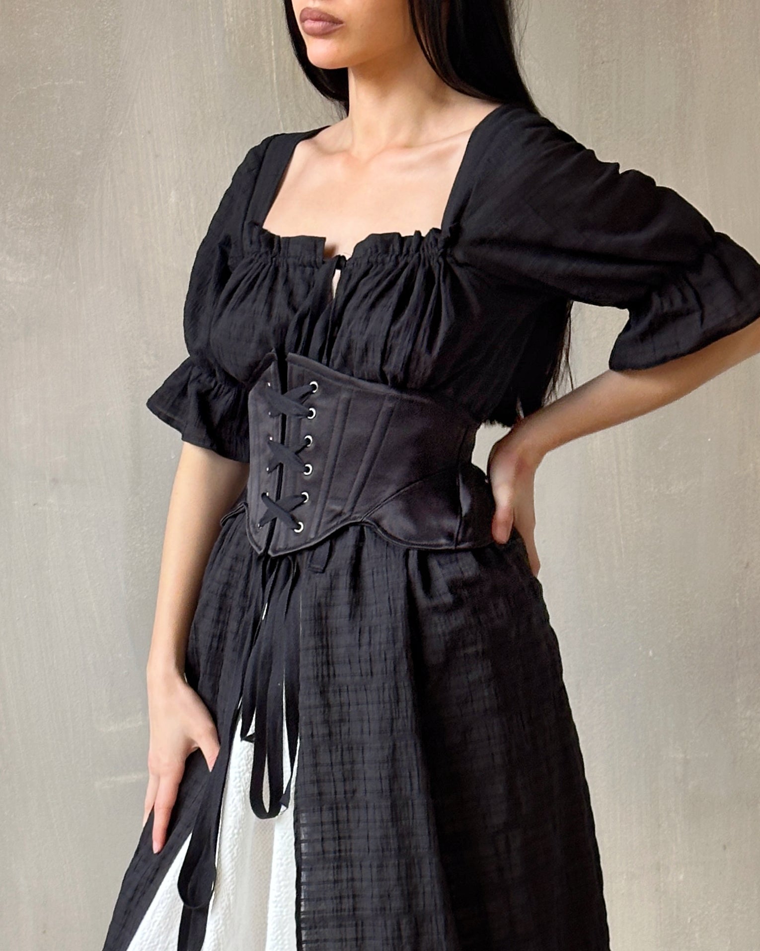 Spring '25: Severina Corset Belt in Black Satin (Pre-Order)