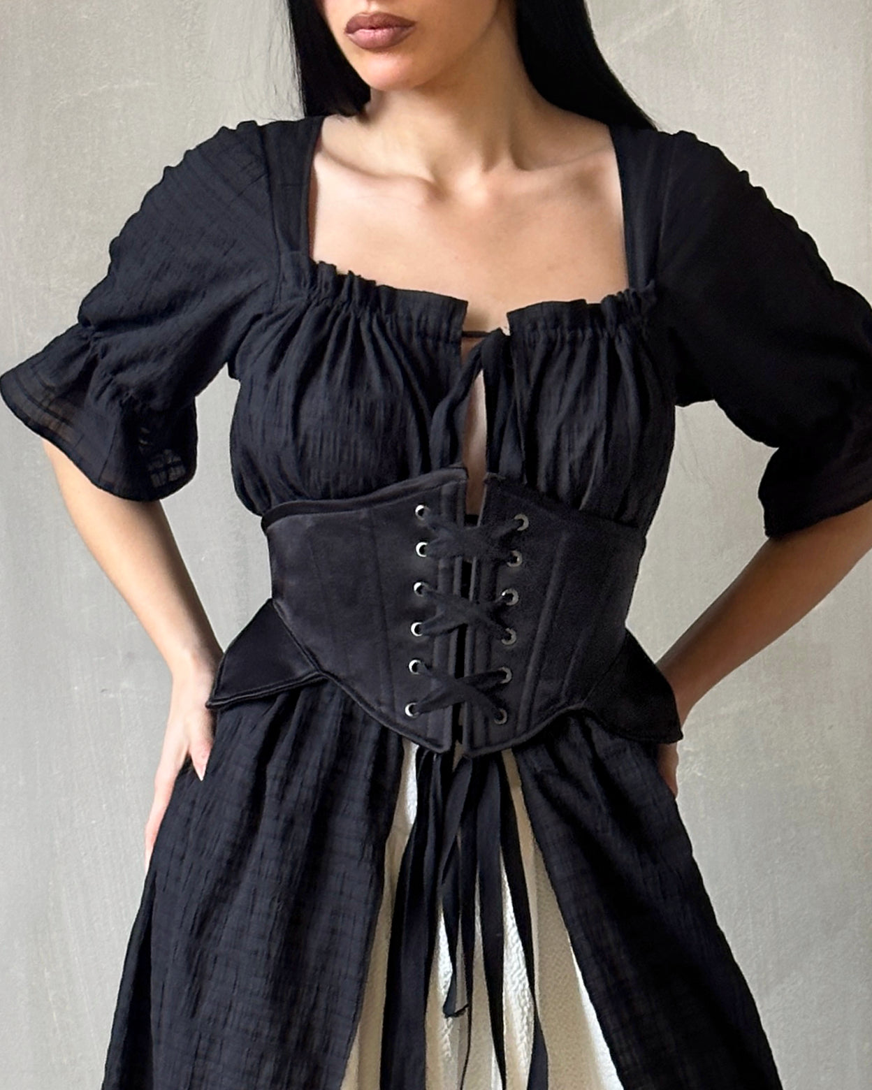 Spring '25: Severina Corset Belt in Black Satin (Pre-Order)