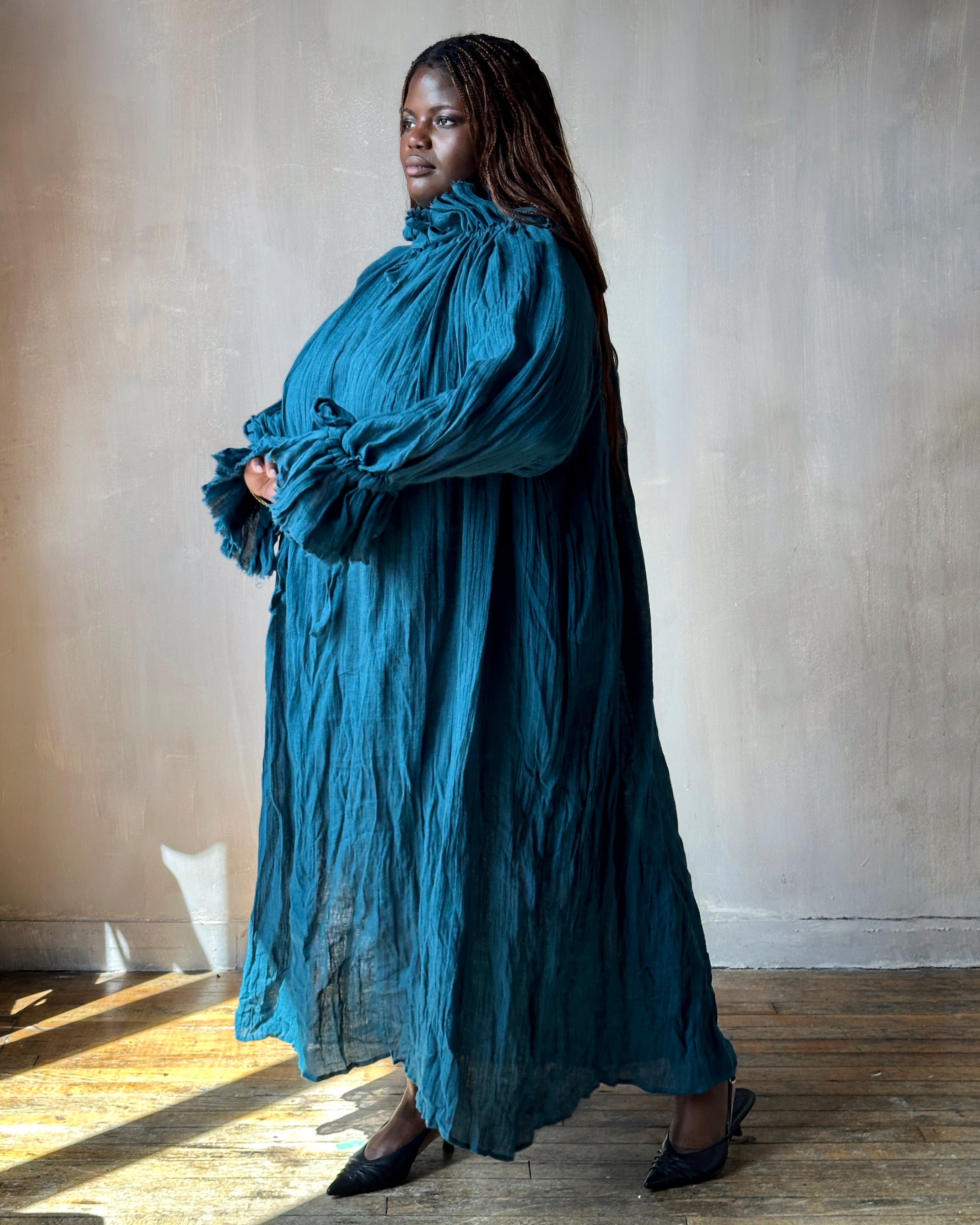 Ultra Maxi Alchemist Chemise in Teal Linen