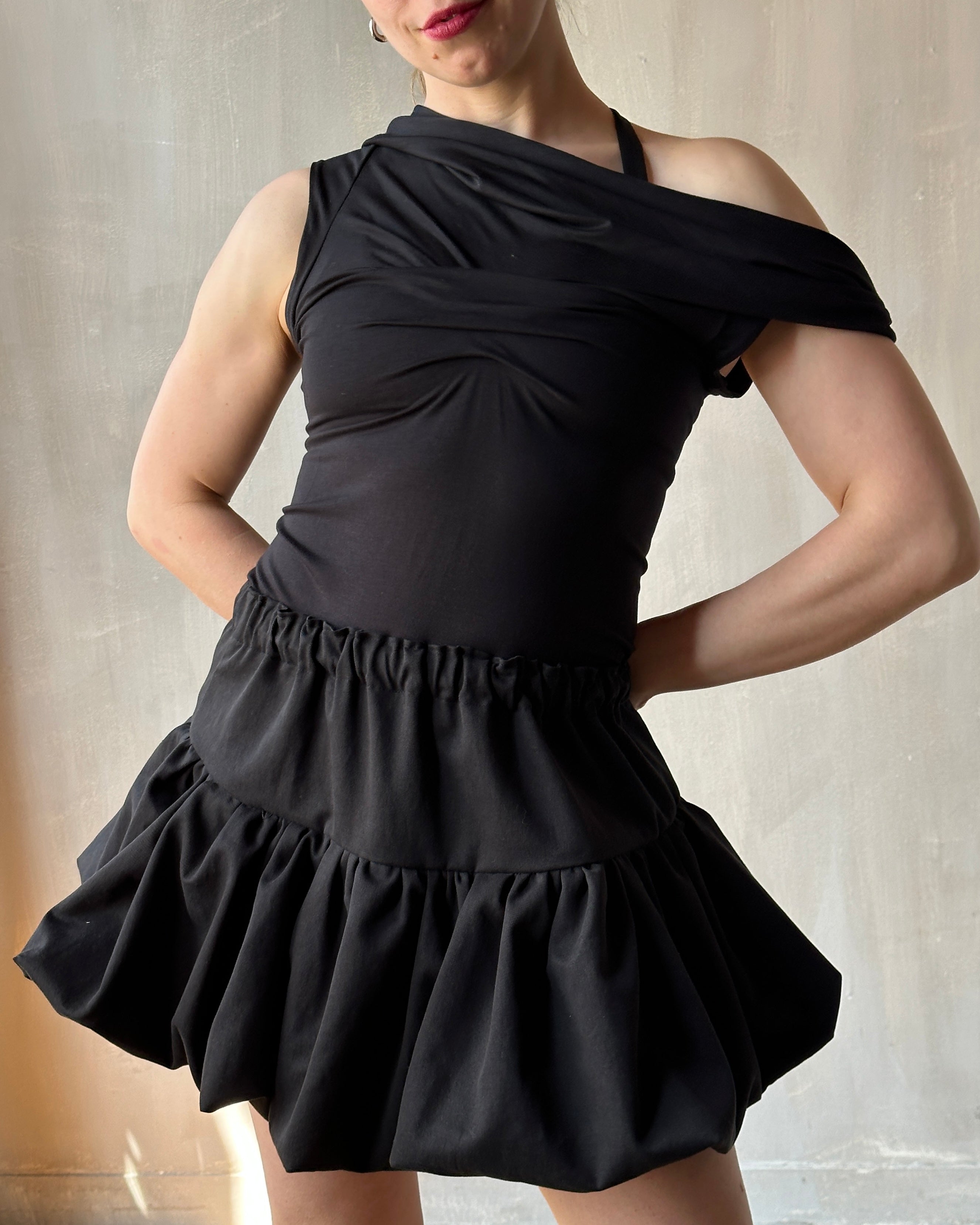 Sample Sale: Bubble Skort in Black Twill (Size I)