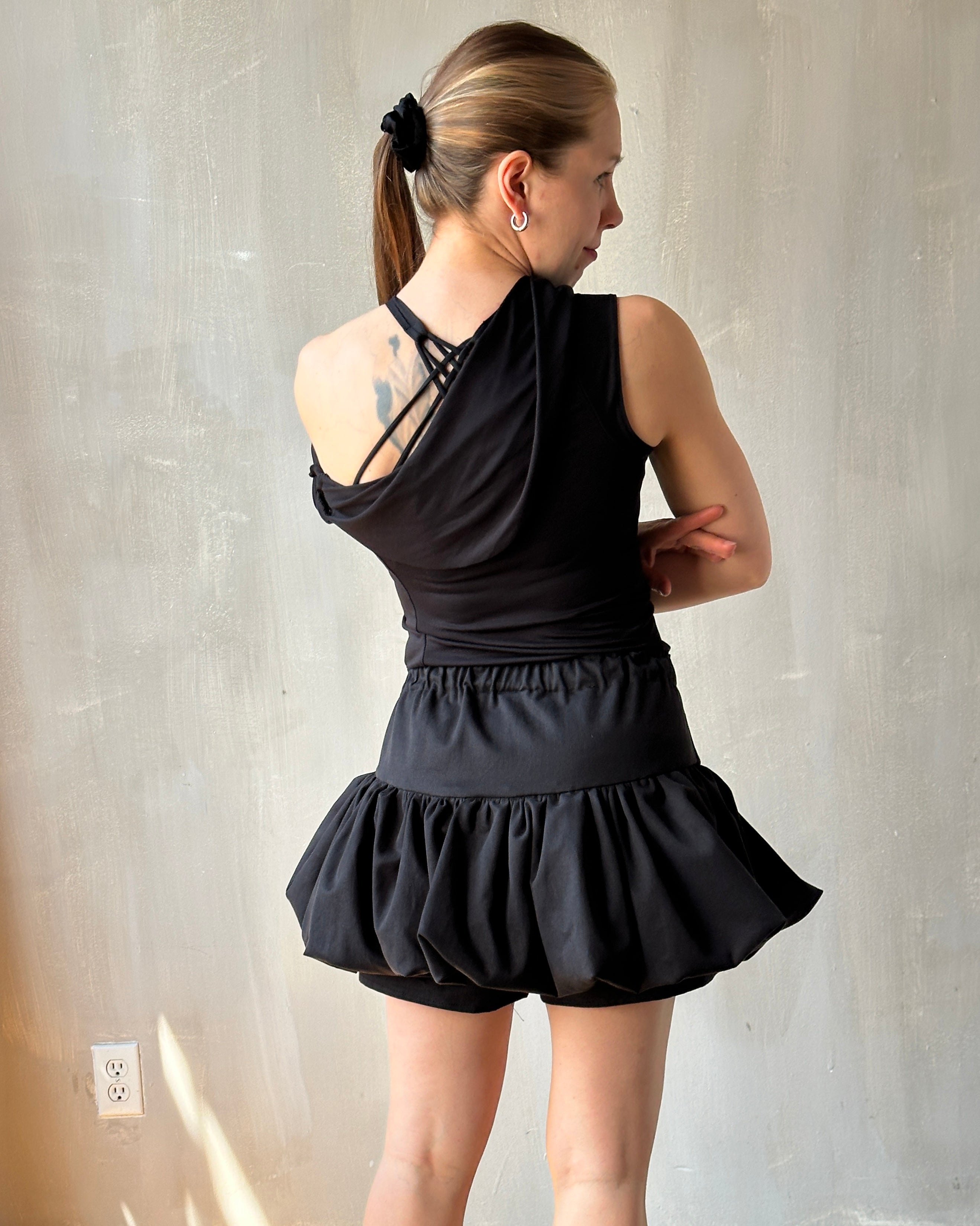 Sample Sale: Bubble Skort in Black Twill (Size I)