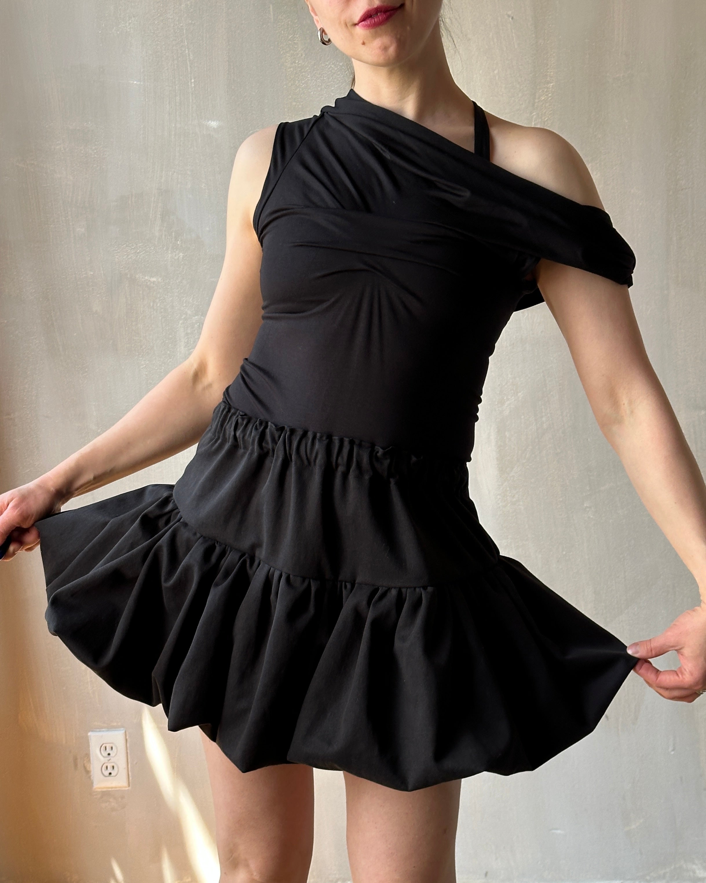 Sample Sale: Bubble Skort in Black Twill (Size I)