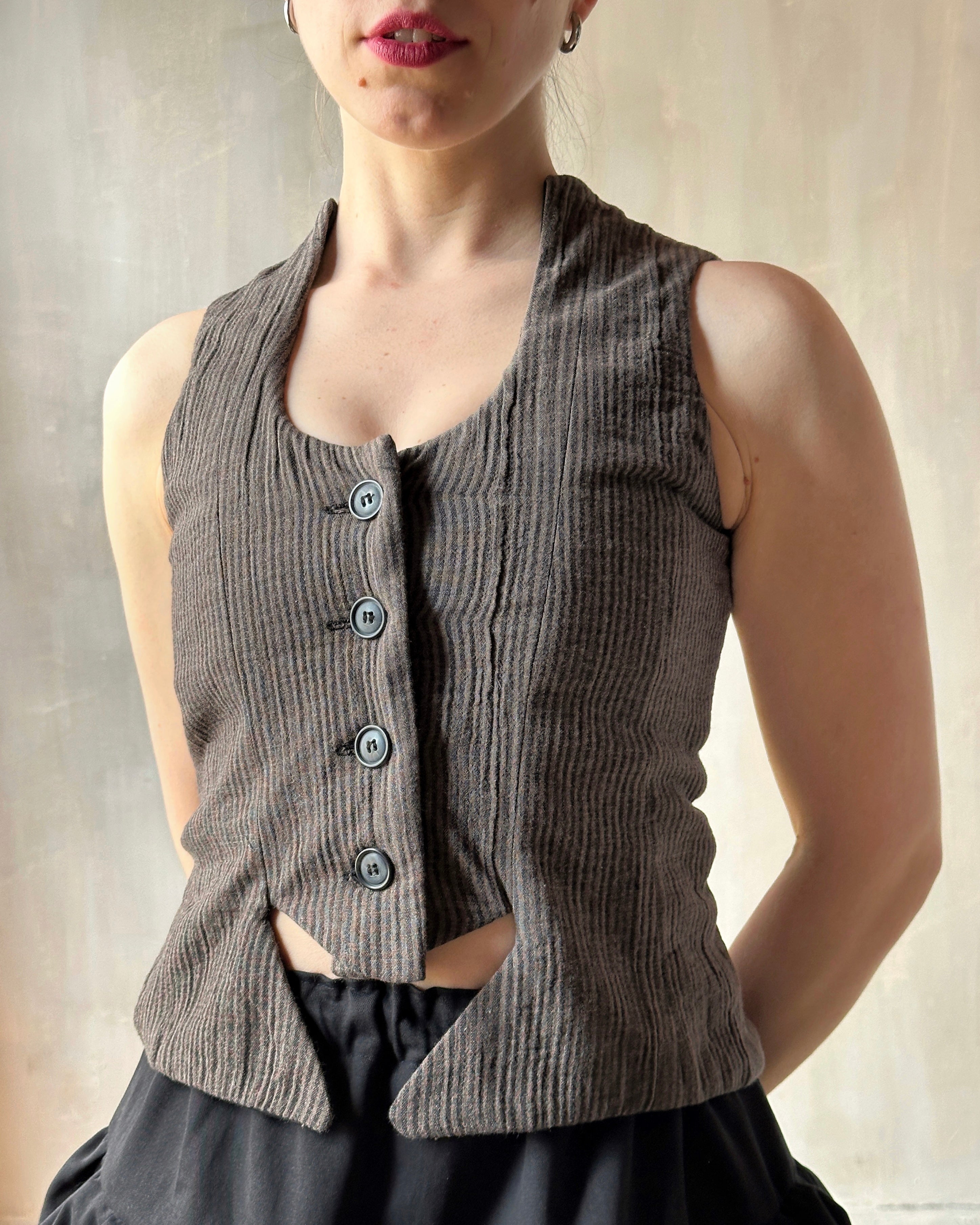 Cutaway Vest in Dark Stripe (In Stock) *