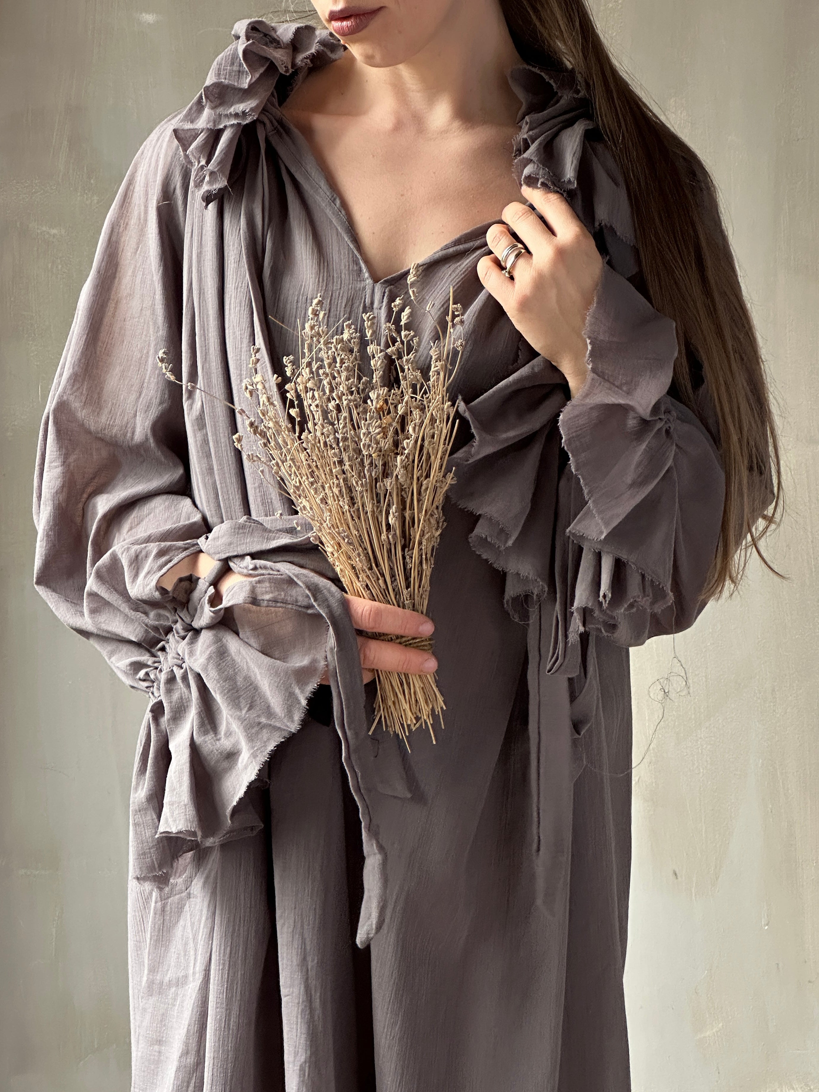 Maxi Alchemist Chemise in Lavender Ash Cotton Gauze
