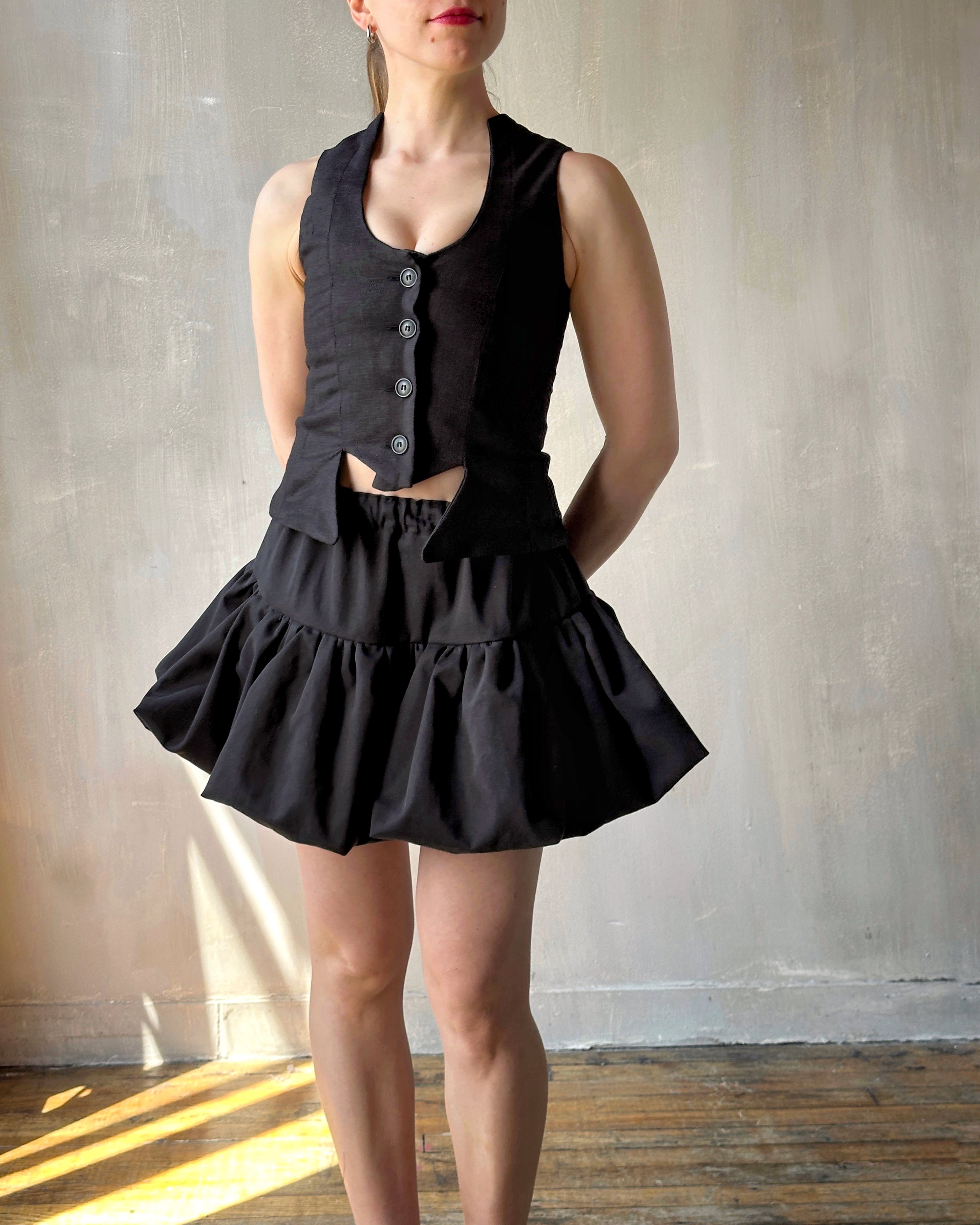 Sample Sale: Bubble Skort in Black Twill (Size I)