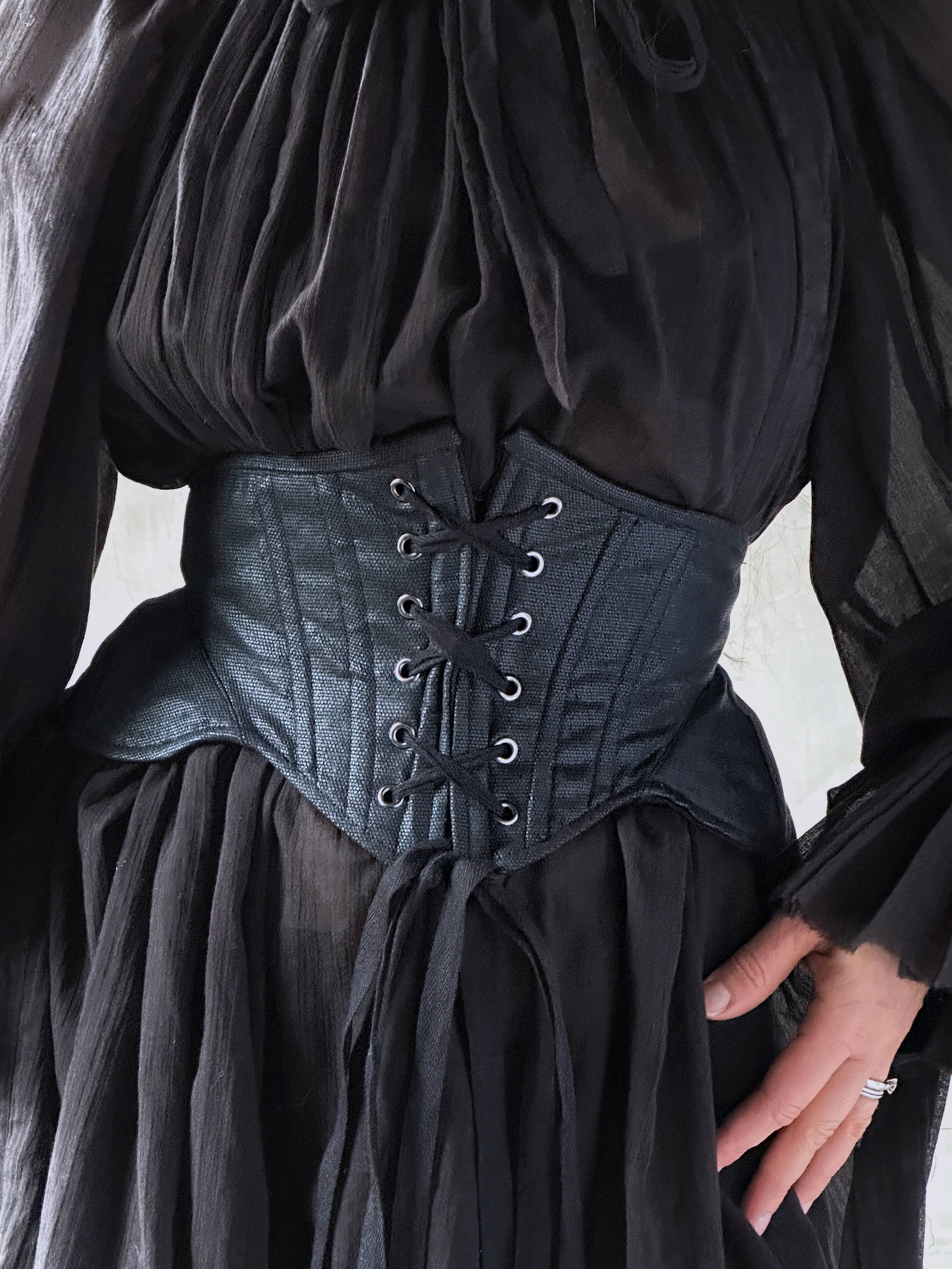 Severina Corset Belt in Black Waxed Canvas (Limited Edition)