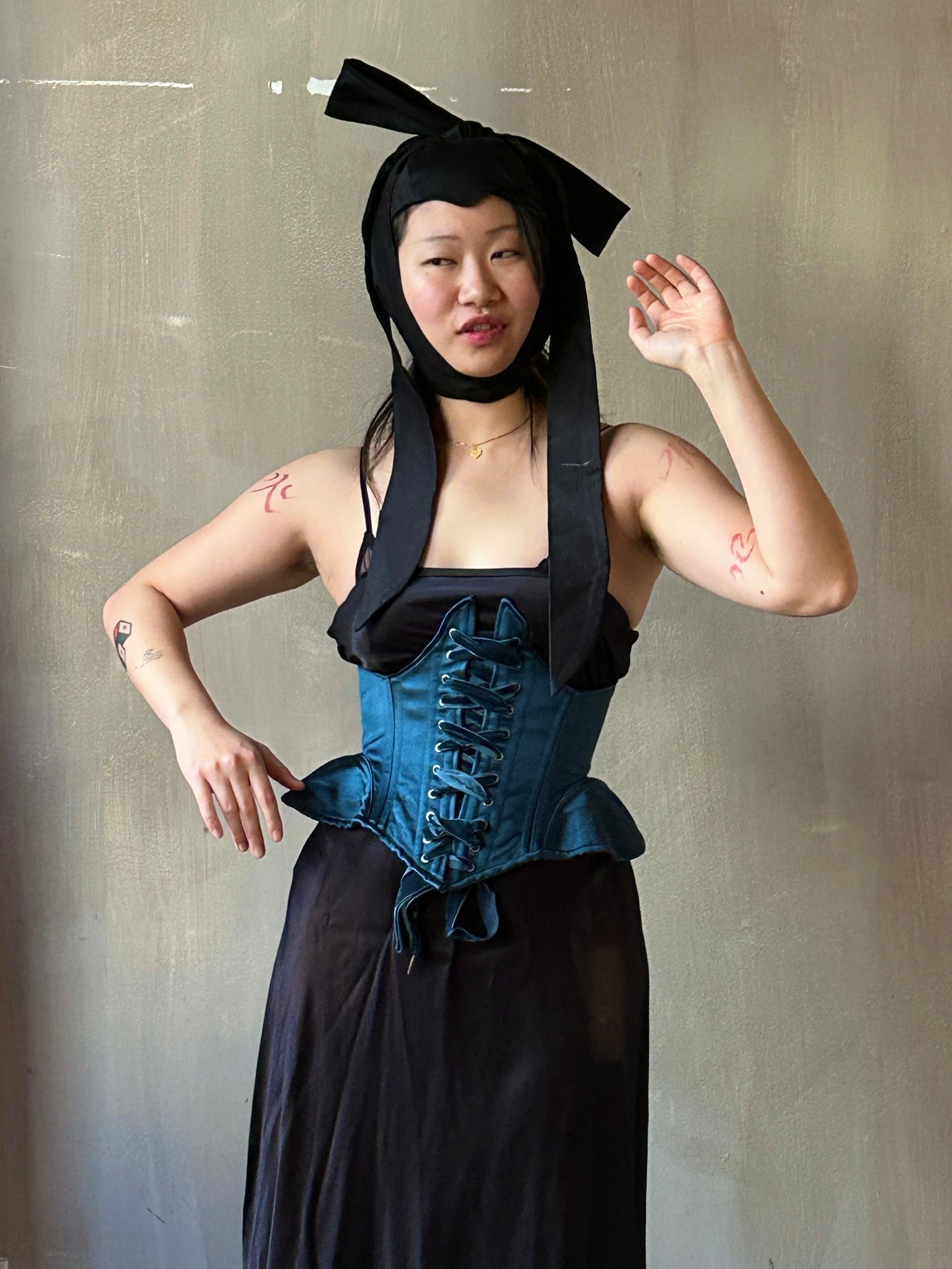 Sample Sale: Black Aviator Cap with Ties (One Size)