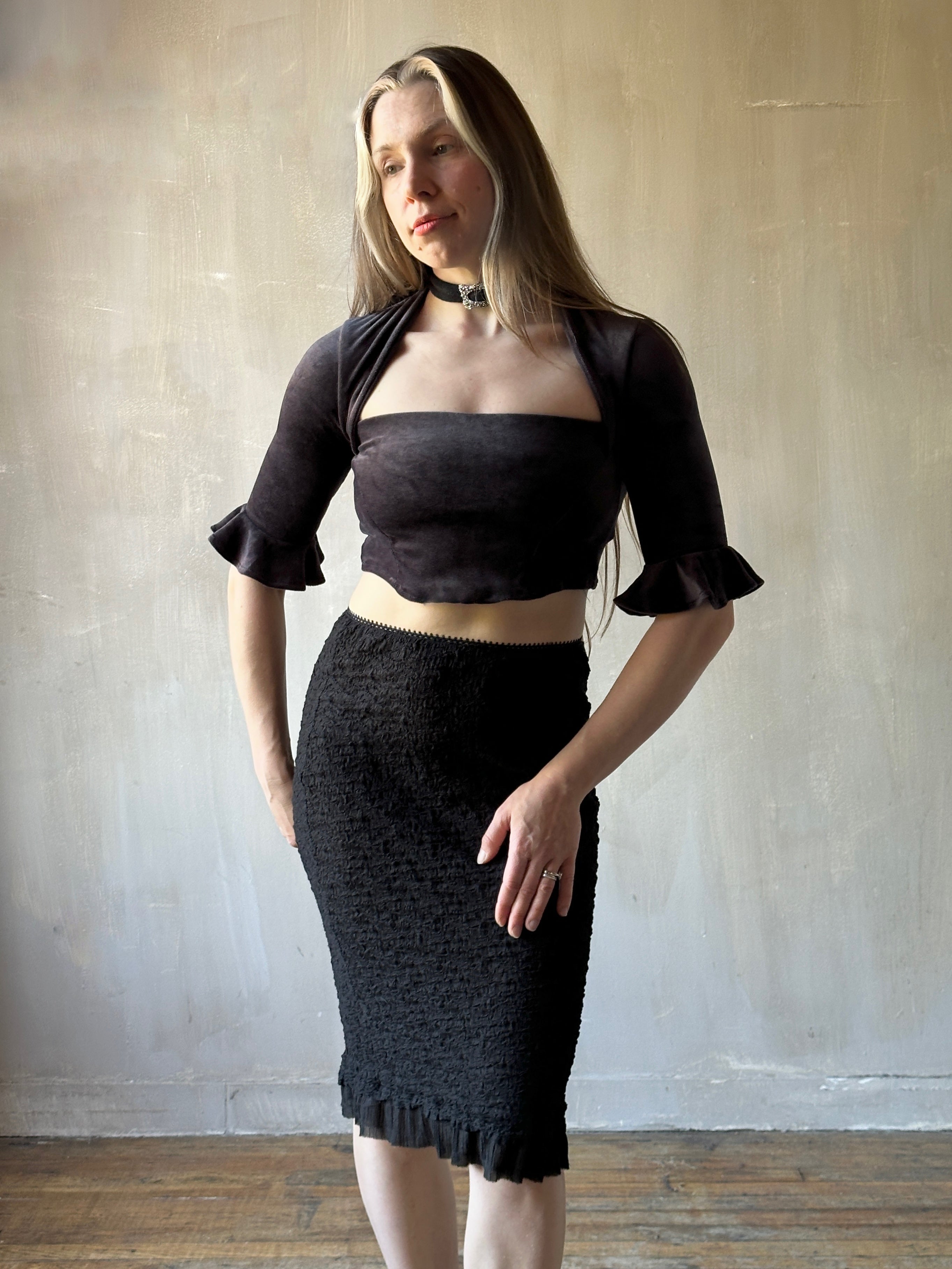 Sample Sale: Velvet Pastorale Top w/Half Sleeve (Size I)