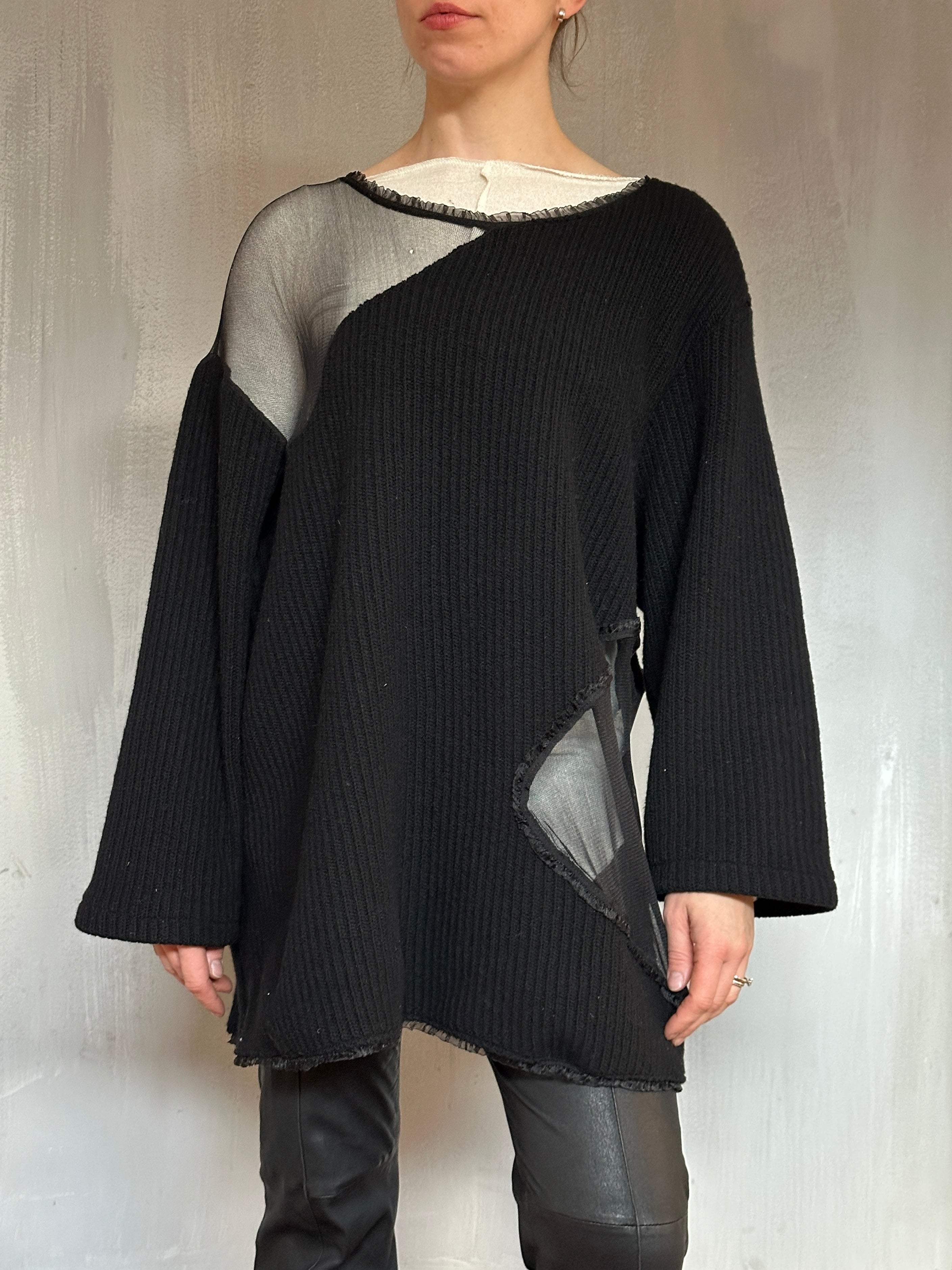 Sample Sale: Silk Mesh and Wool Knit Sweater (One Size)