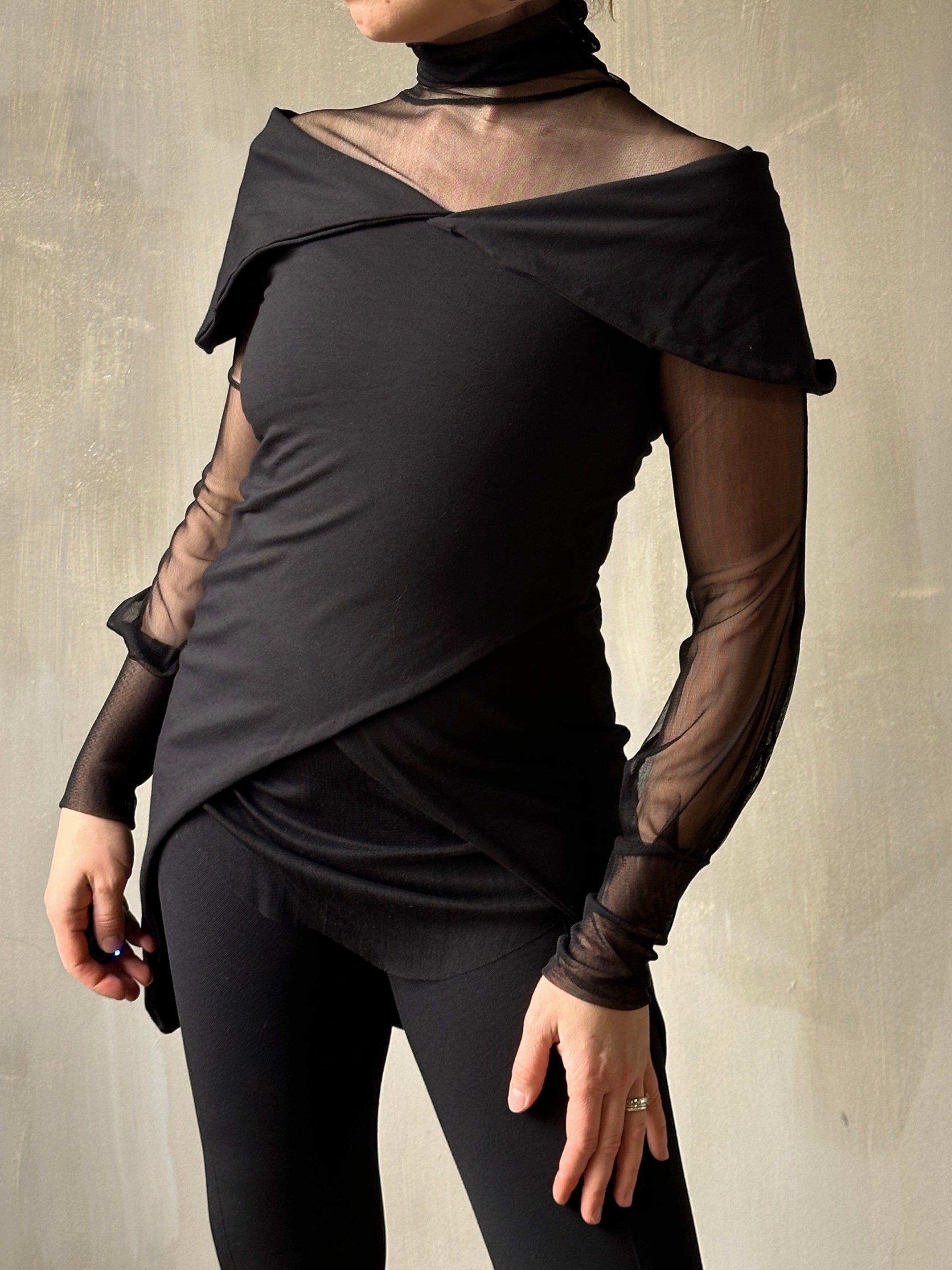 Bishop Sleeve Silk Tulle Hourglass Tunic