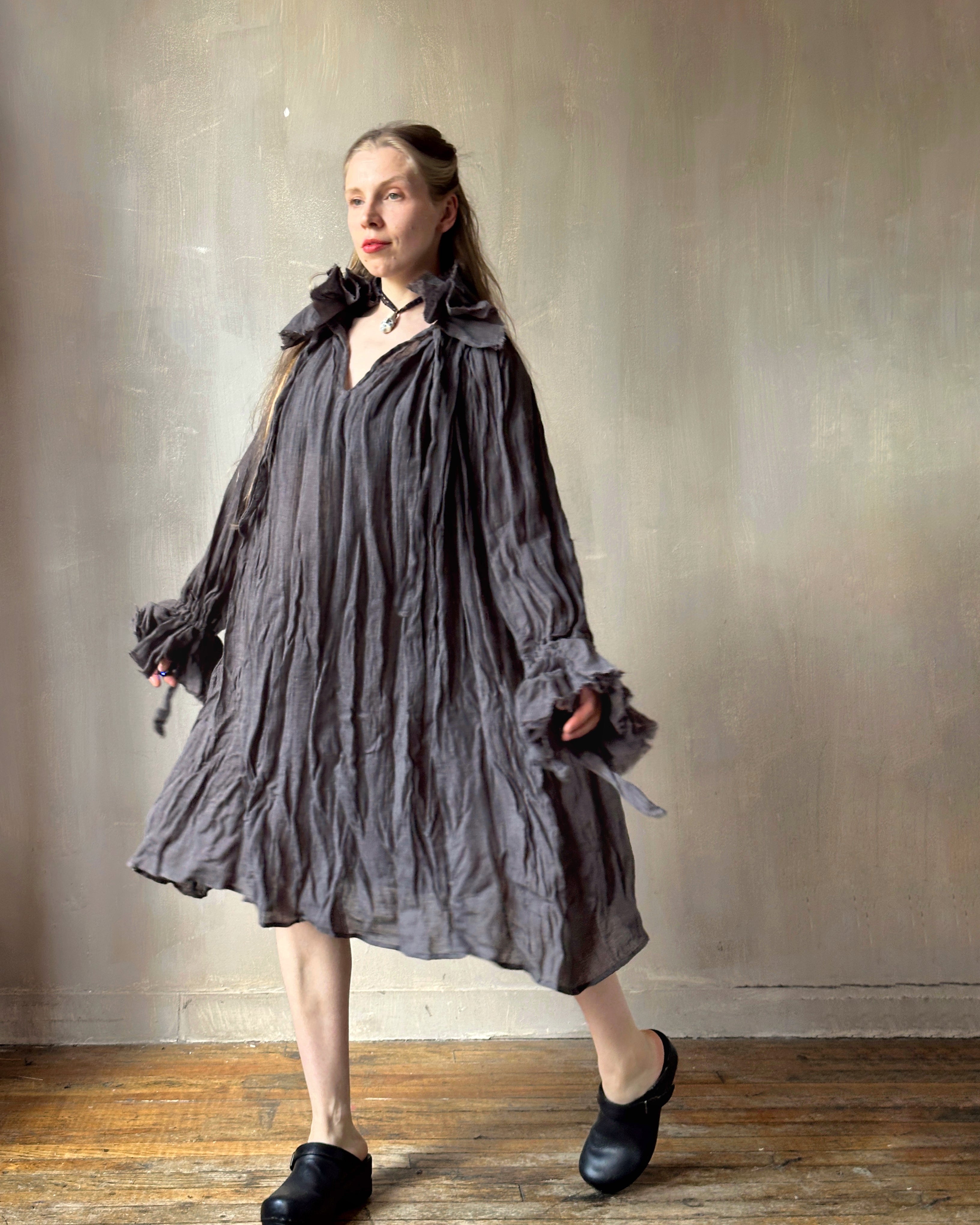 Maxi Alchemist Chemise in Charcoal Linen