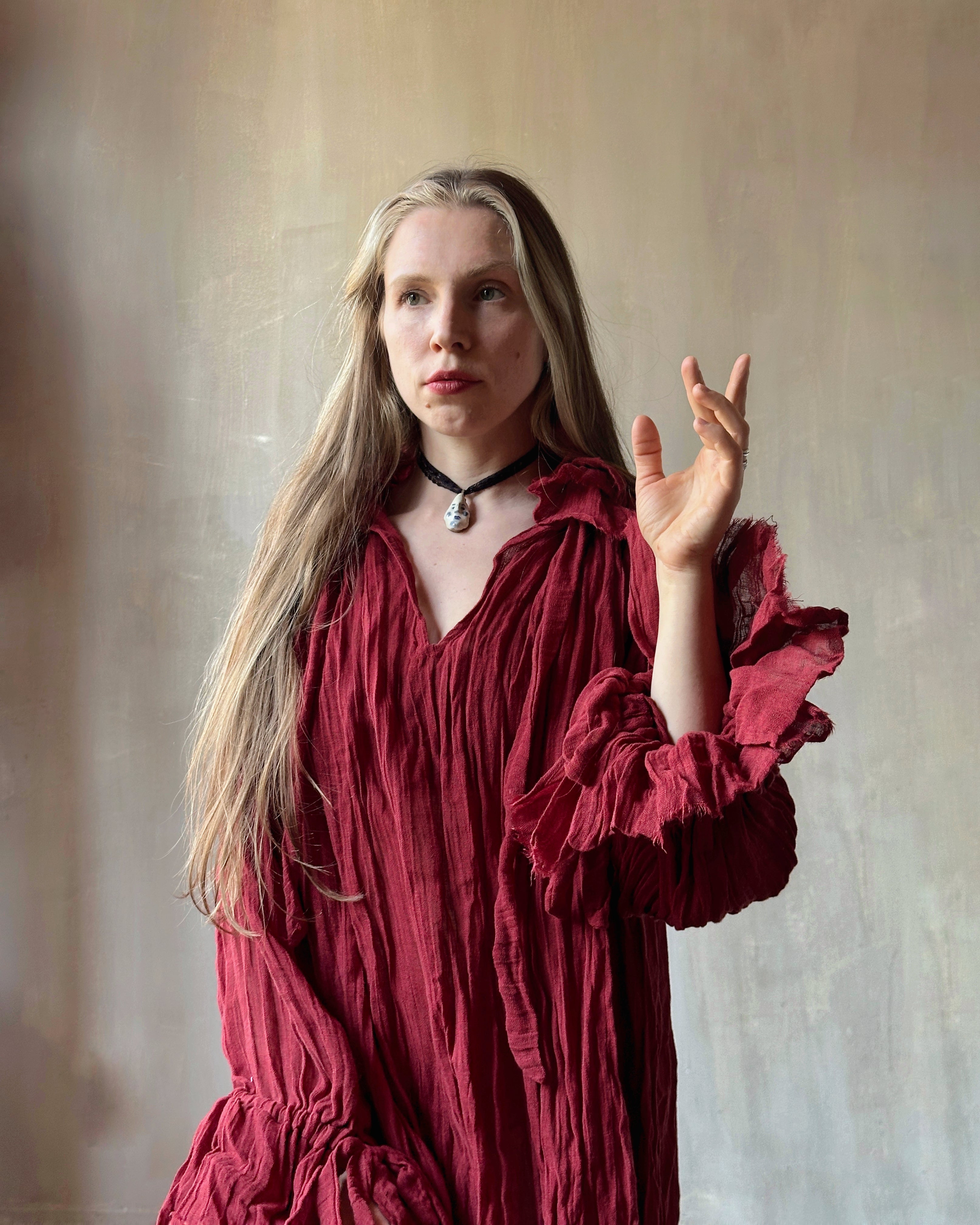 Maxi Alchemist Chemise in Burnt Red Linen