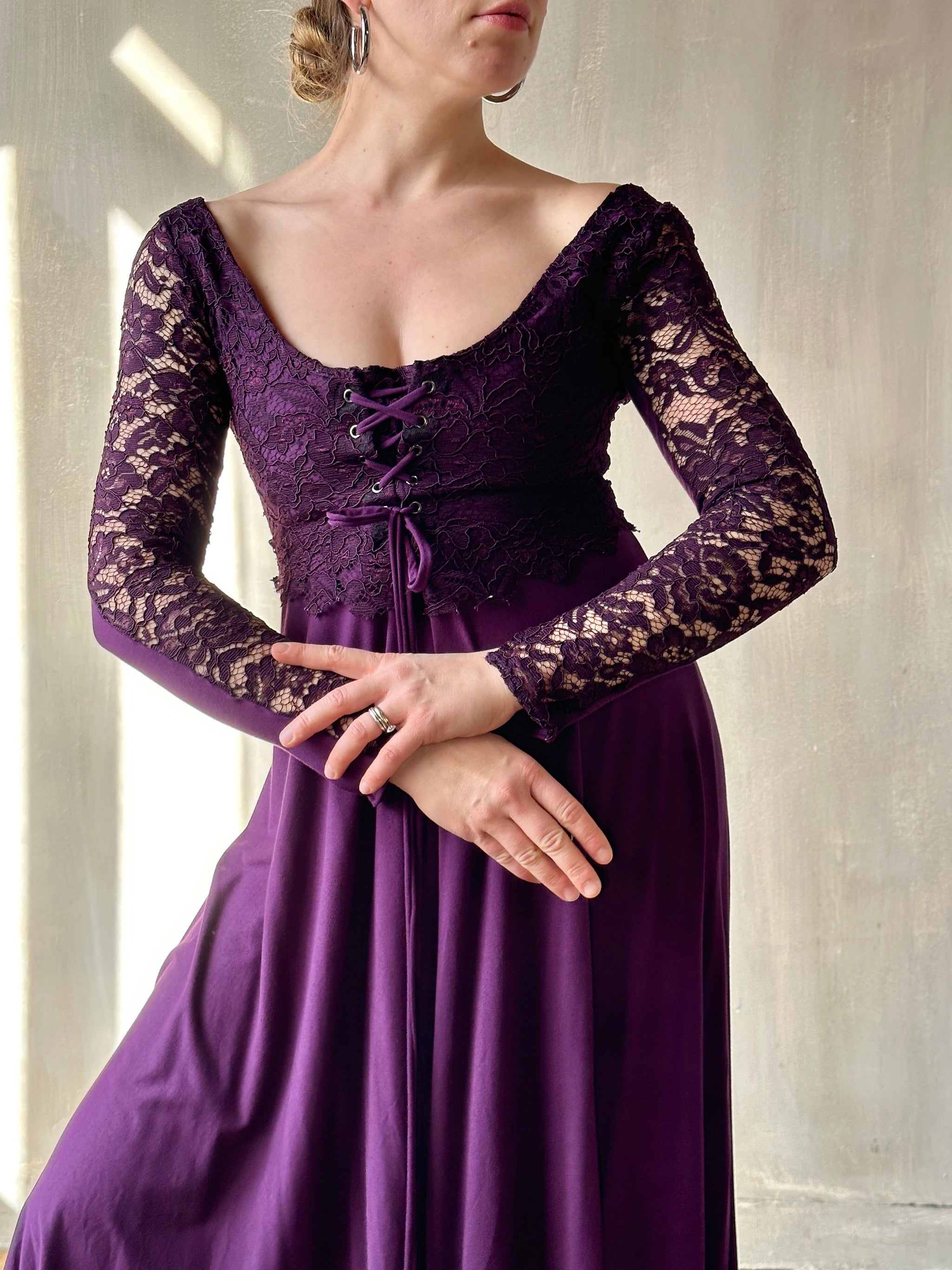 chinese dress ladies Lavender Lace Drape Gown – Chic Glam Closet main image 0