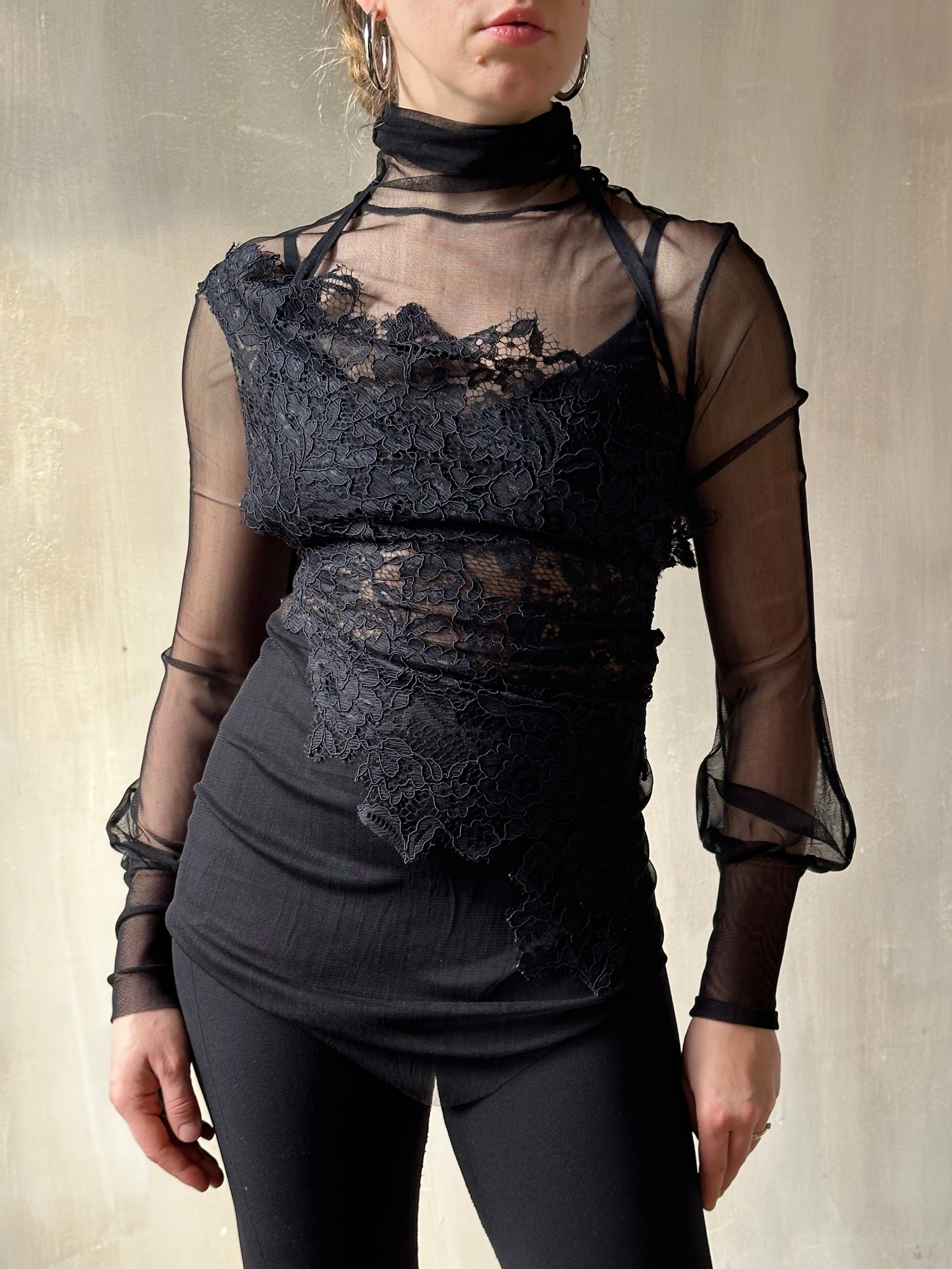 Bishop Sleeve Silk Tulle Hourglass Tunic