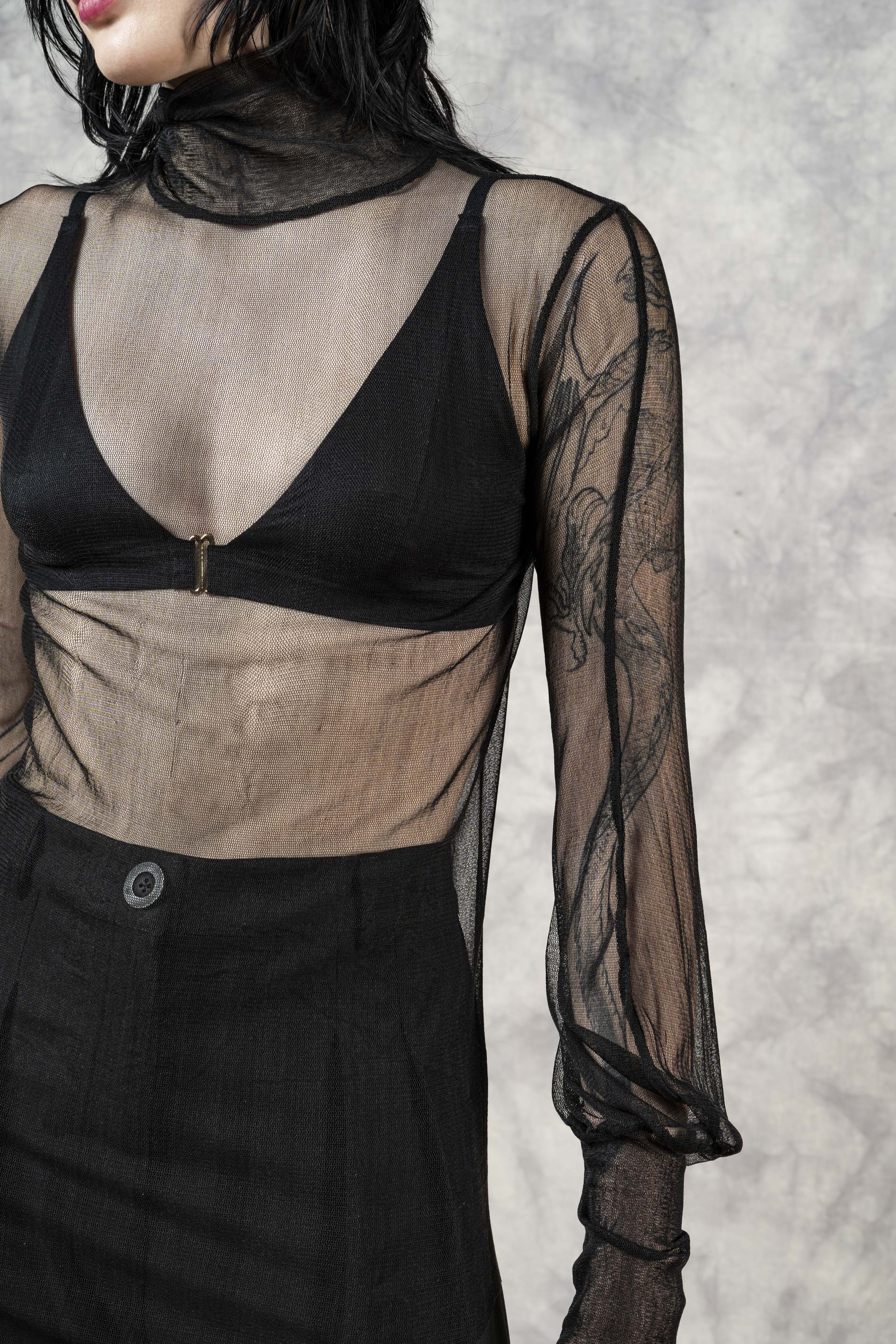 Bishop Sleeve Silk Tulle Hourglass Tunic