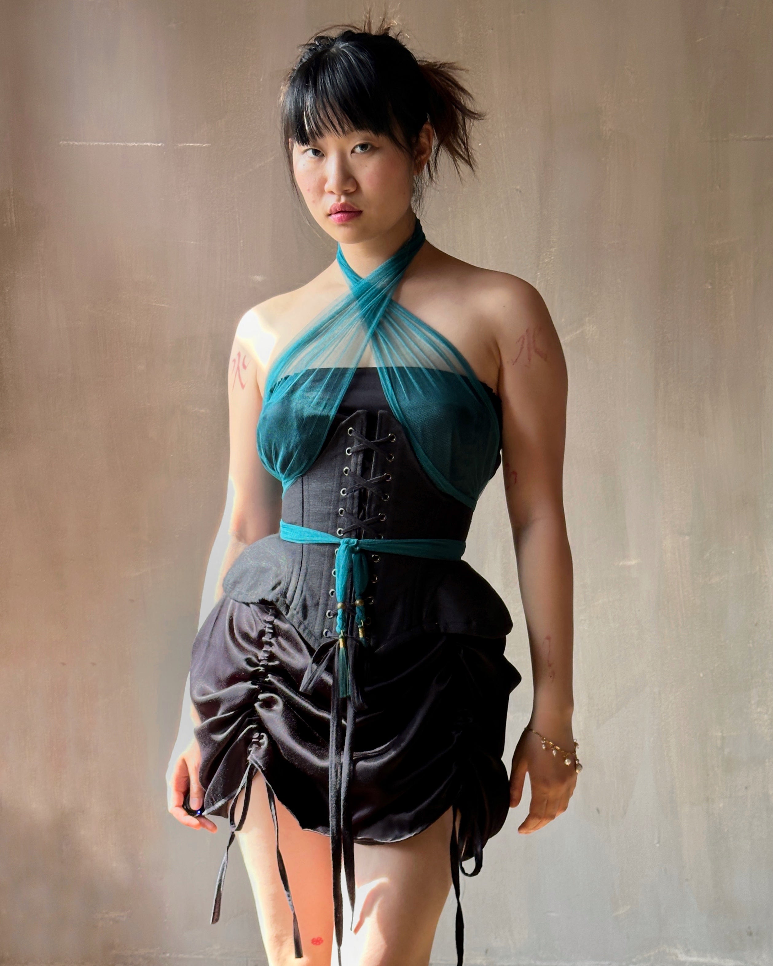 Spring '25: Teal Tasseled Scarf in Silk