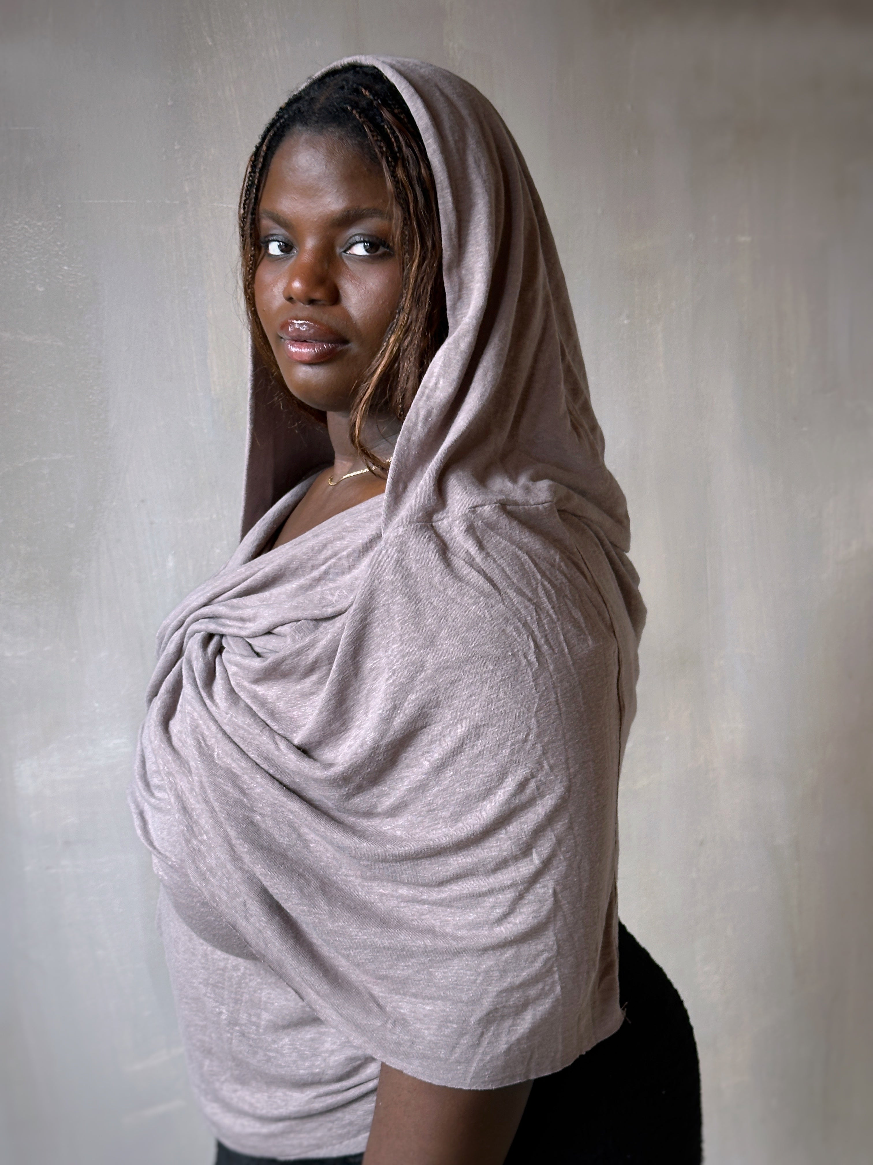 Spring '26: Mythic Cowl in "Moon Dust" Linen Jersey (Pre-Order)