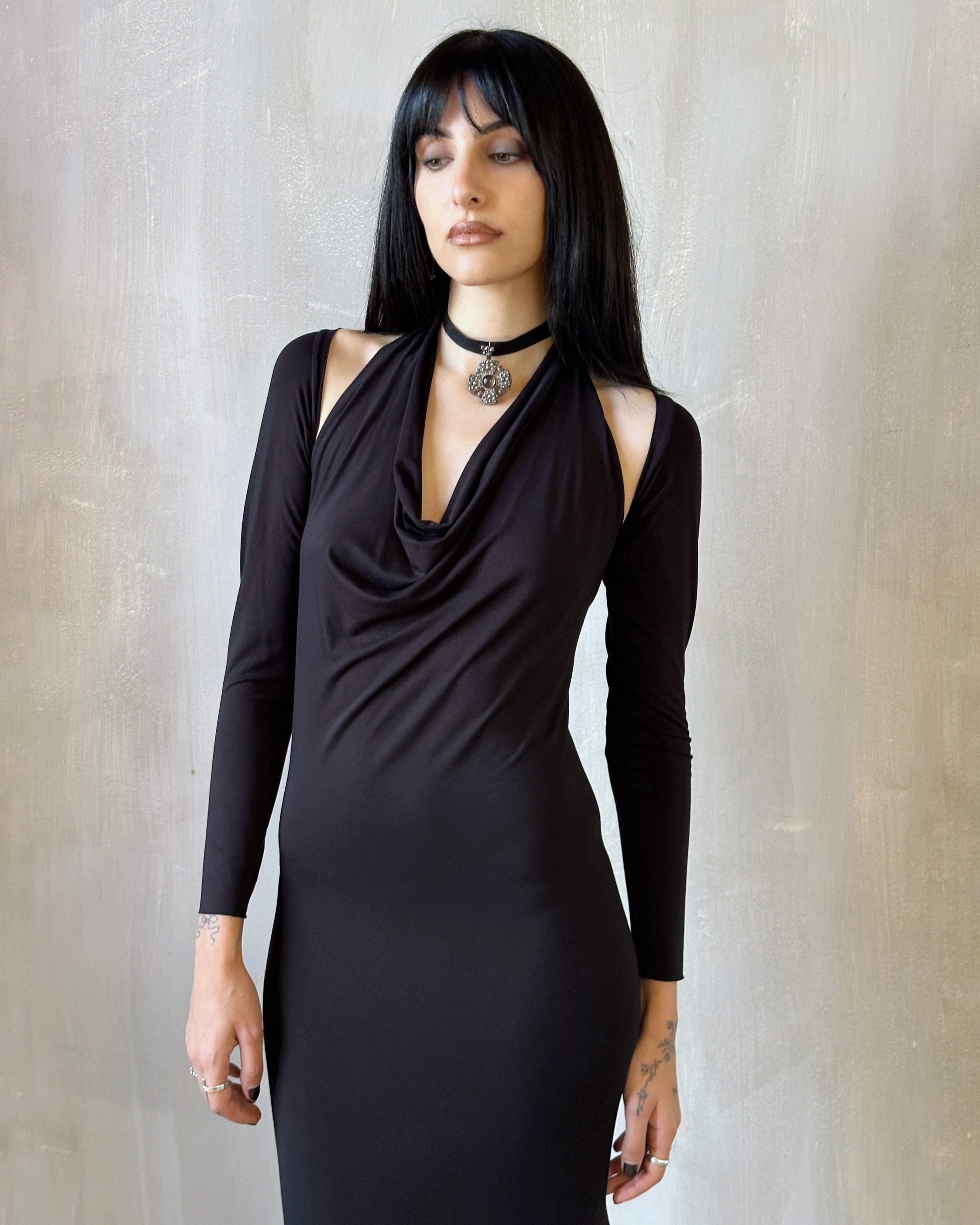 Halter Shrug Dress Black (Size I)