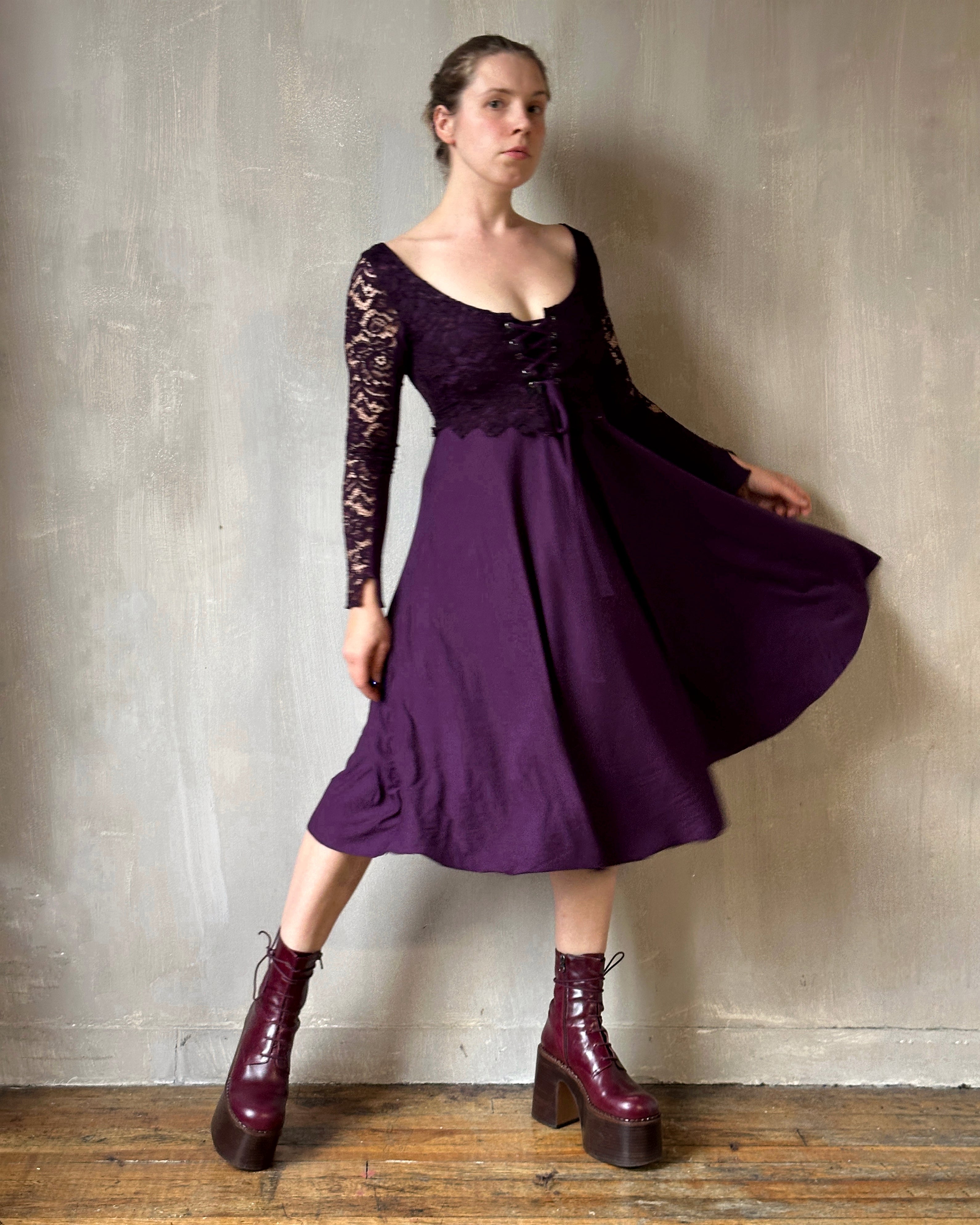 FW'24: Lace Overlay Dress in Purple Nightshade (Pre-Order)