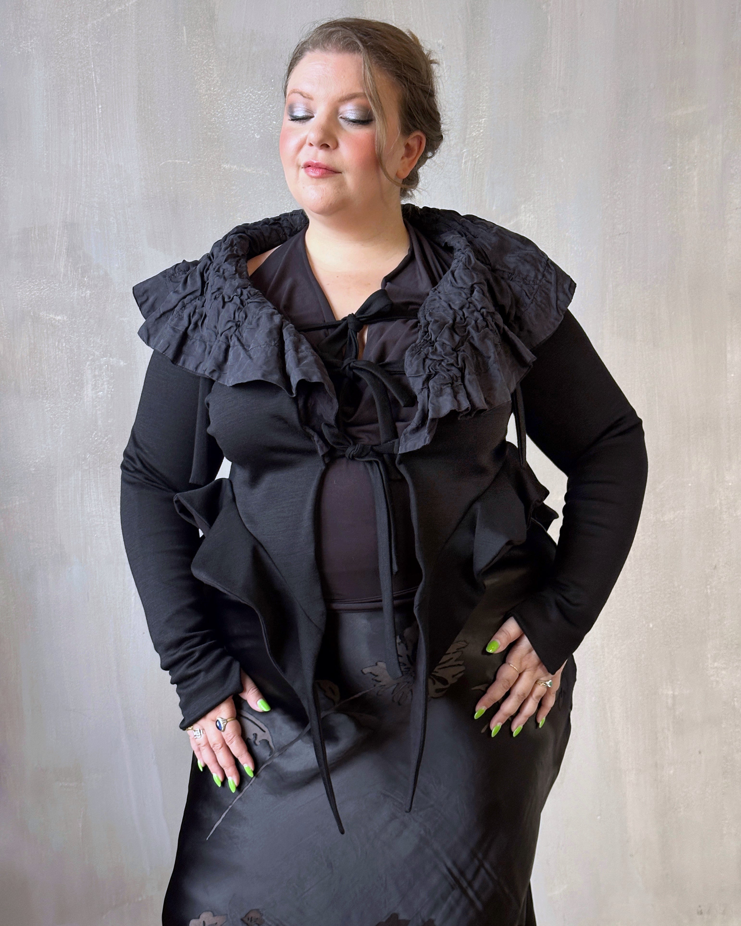 Sample Sale: "Chaos-Quilted" Wool Peplum Cardigan (Size I)