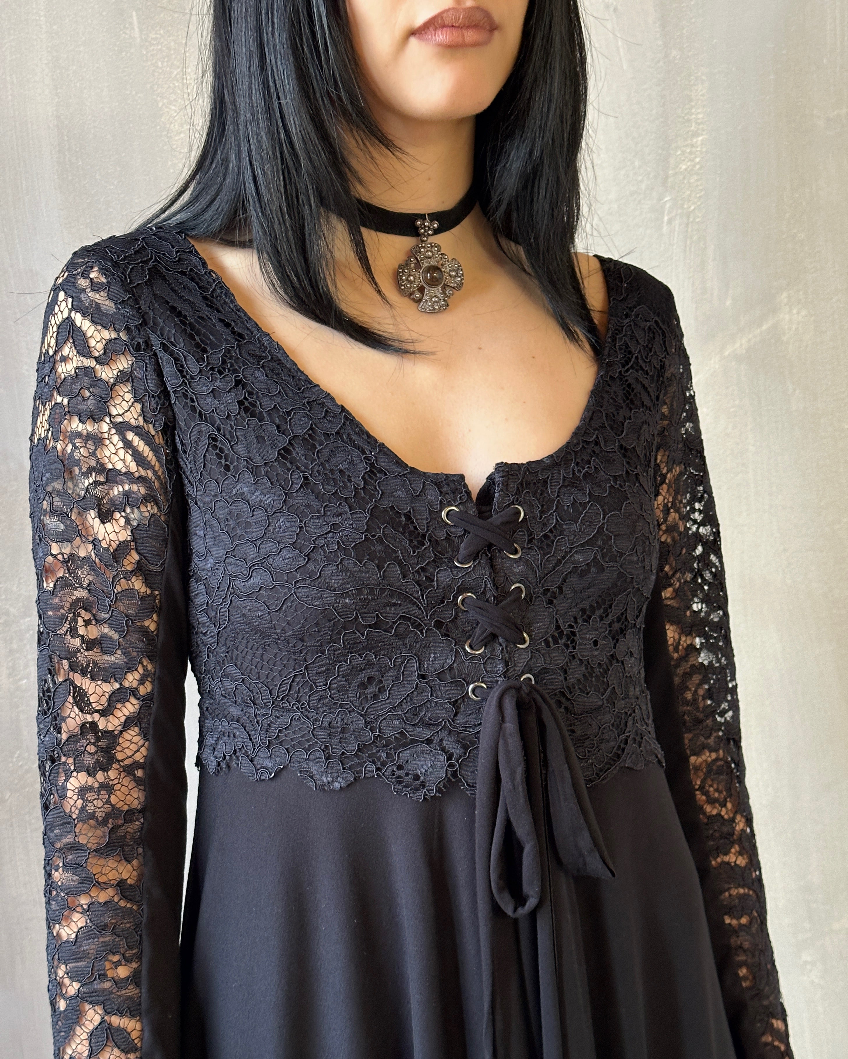 Sample Sale: Lace Overlay Dress Black (Size IV)