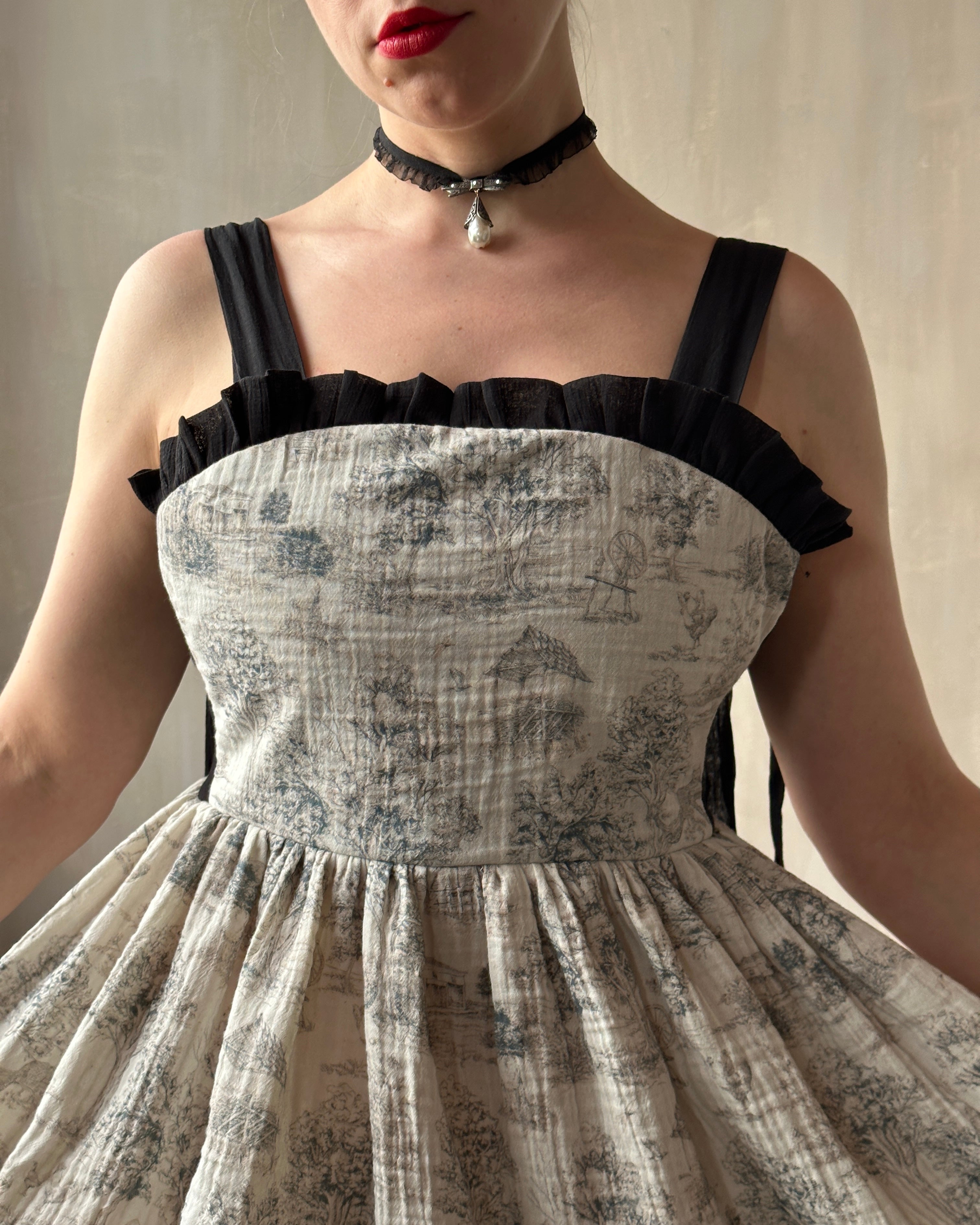 Heloise Dress in Toile de Jouy (Made-To-Order)