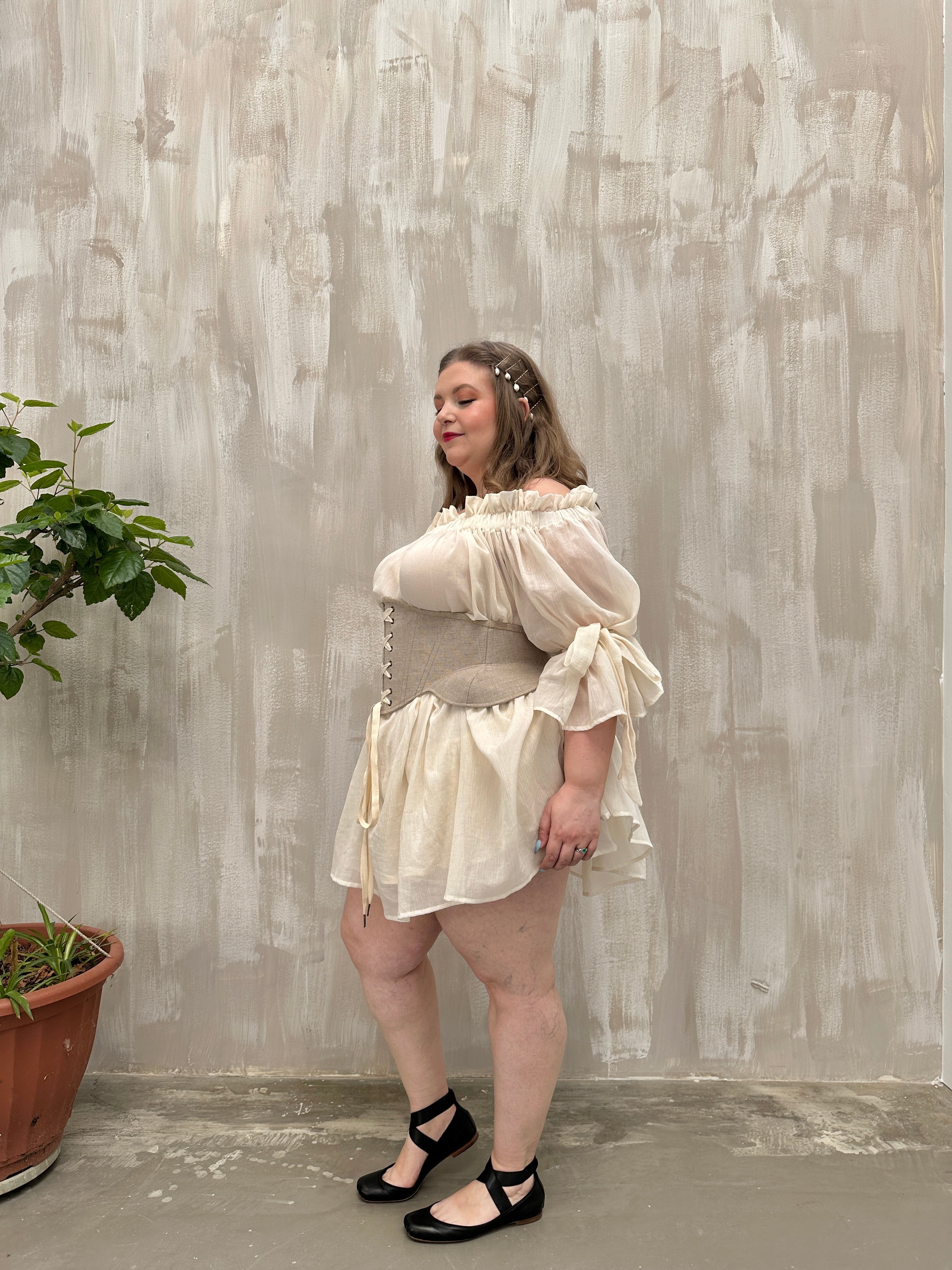 Sample Sale: Severina Corset Belt in Burlap Linen (Size III)