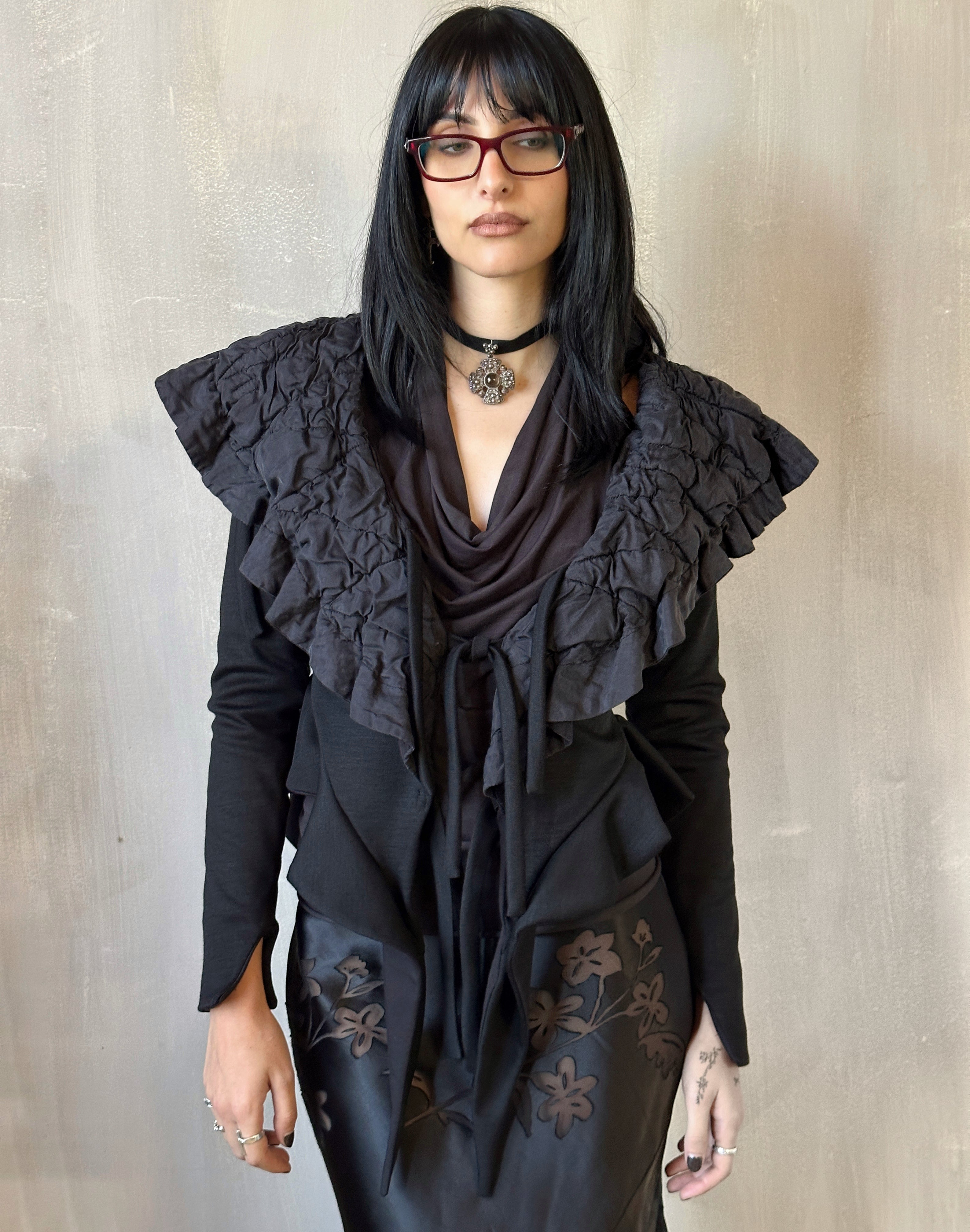 Sample Sale: "Chaos-Quilted" Wool Peplum Cardigan (Size I)