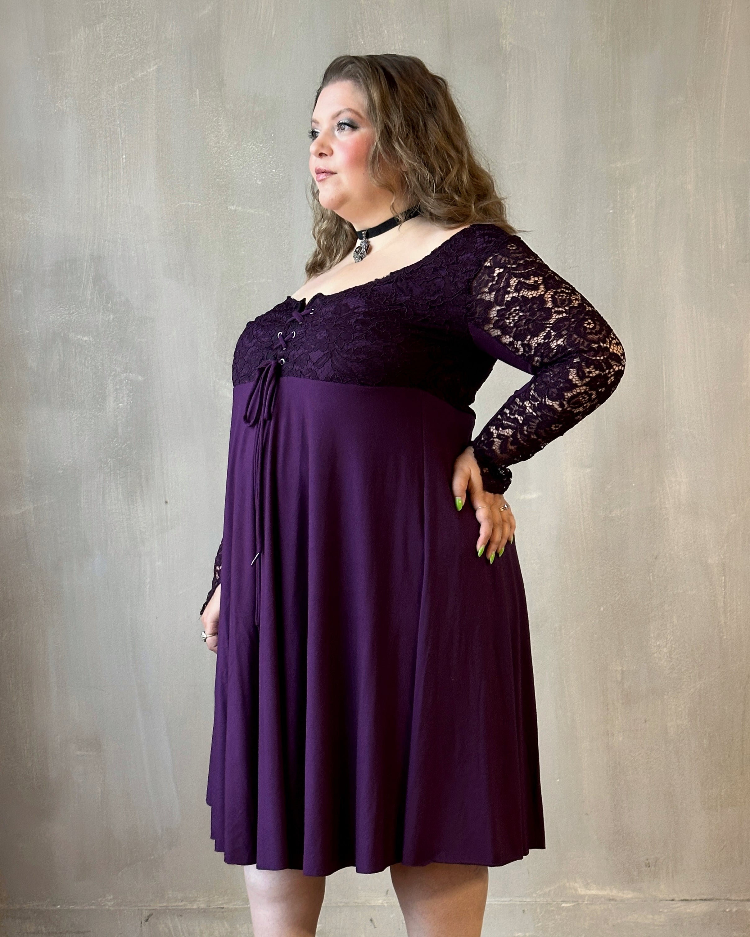 FW'24: Lace Overlay Dress in Purple Nightshade (Pre-Order)