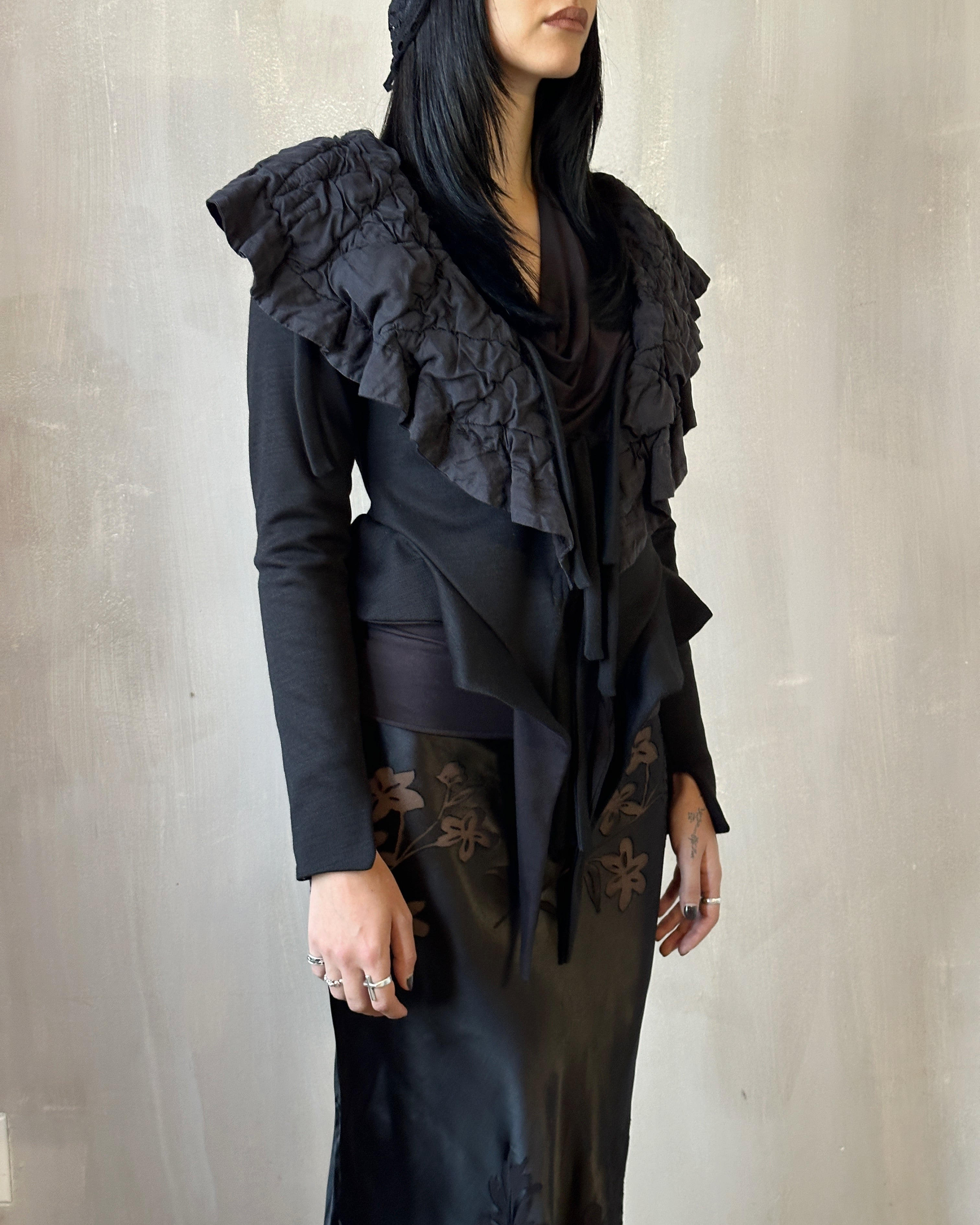 Sample Sale: "Chaos-Quilted" Wool Peplum Cardigan (Size I)