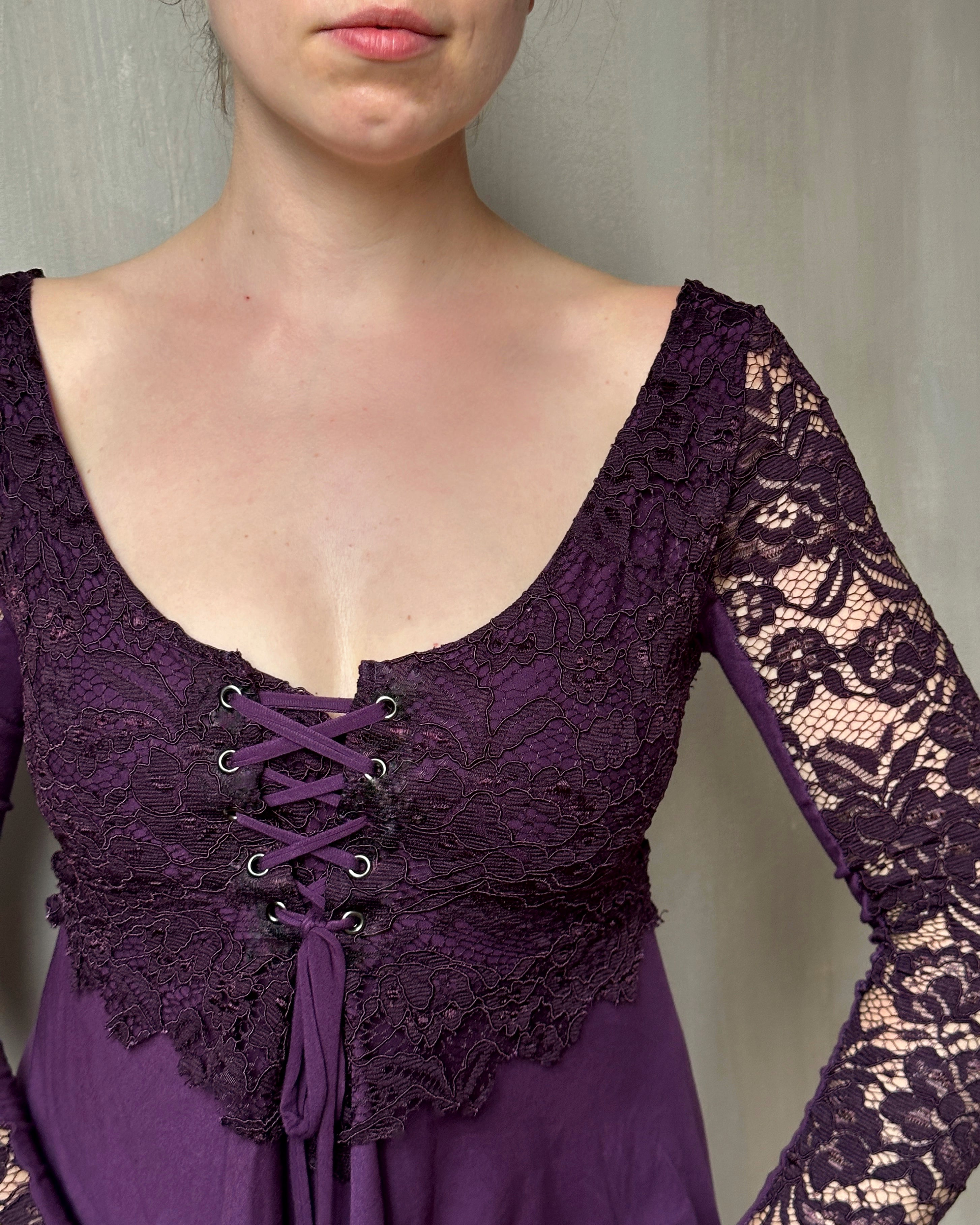 FW'24: Lace Overlay Dress in Purple Nightshade (Pre-Order)