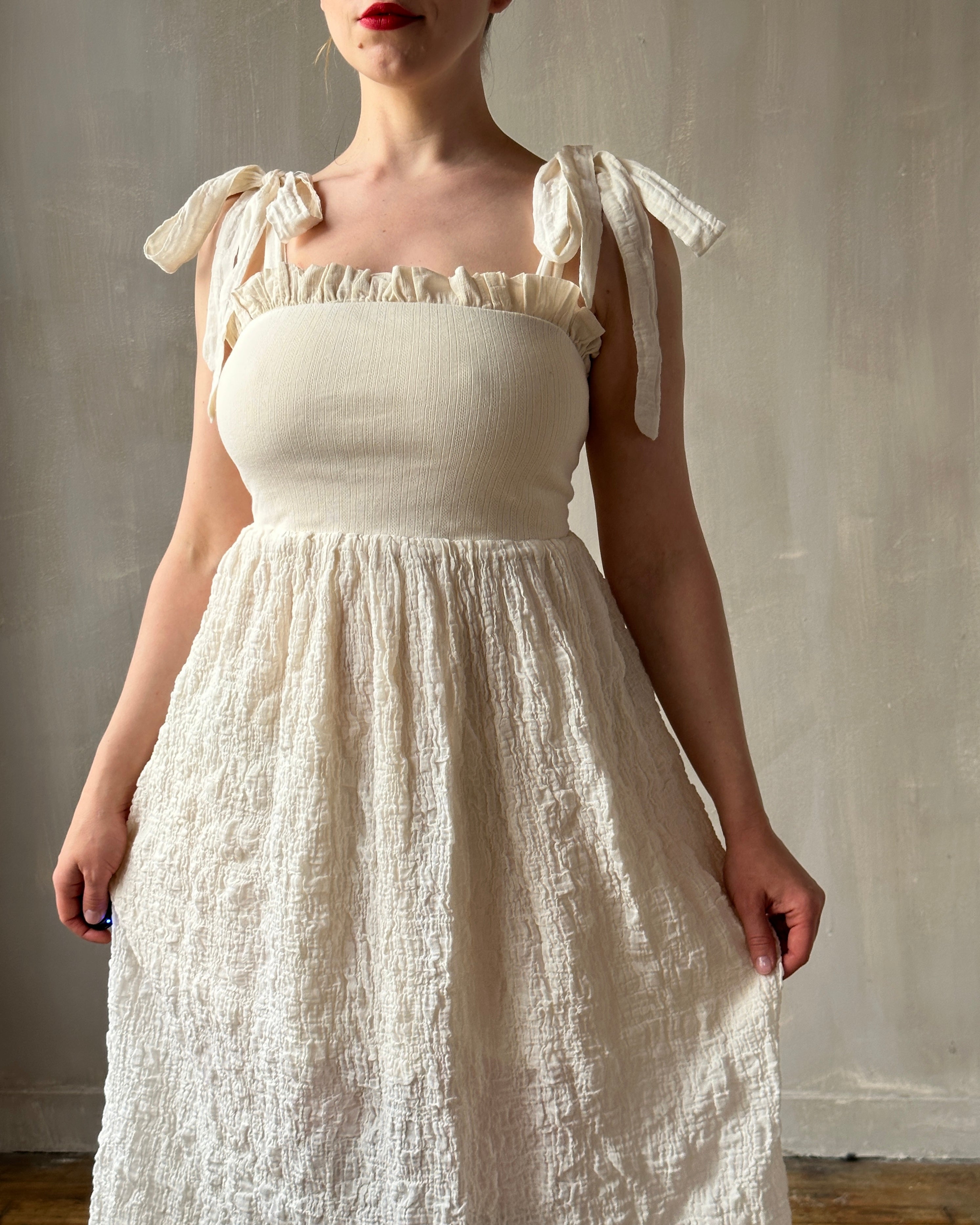 Heloise Dress in Cream Cotton (limited Edition)