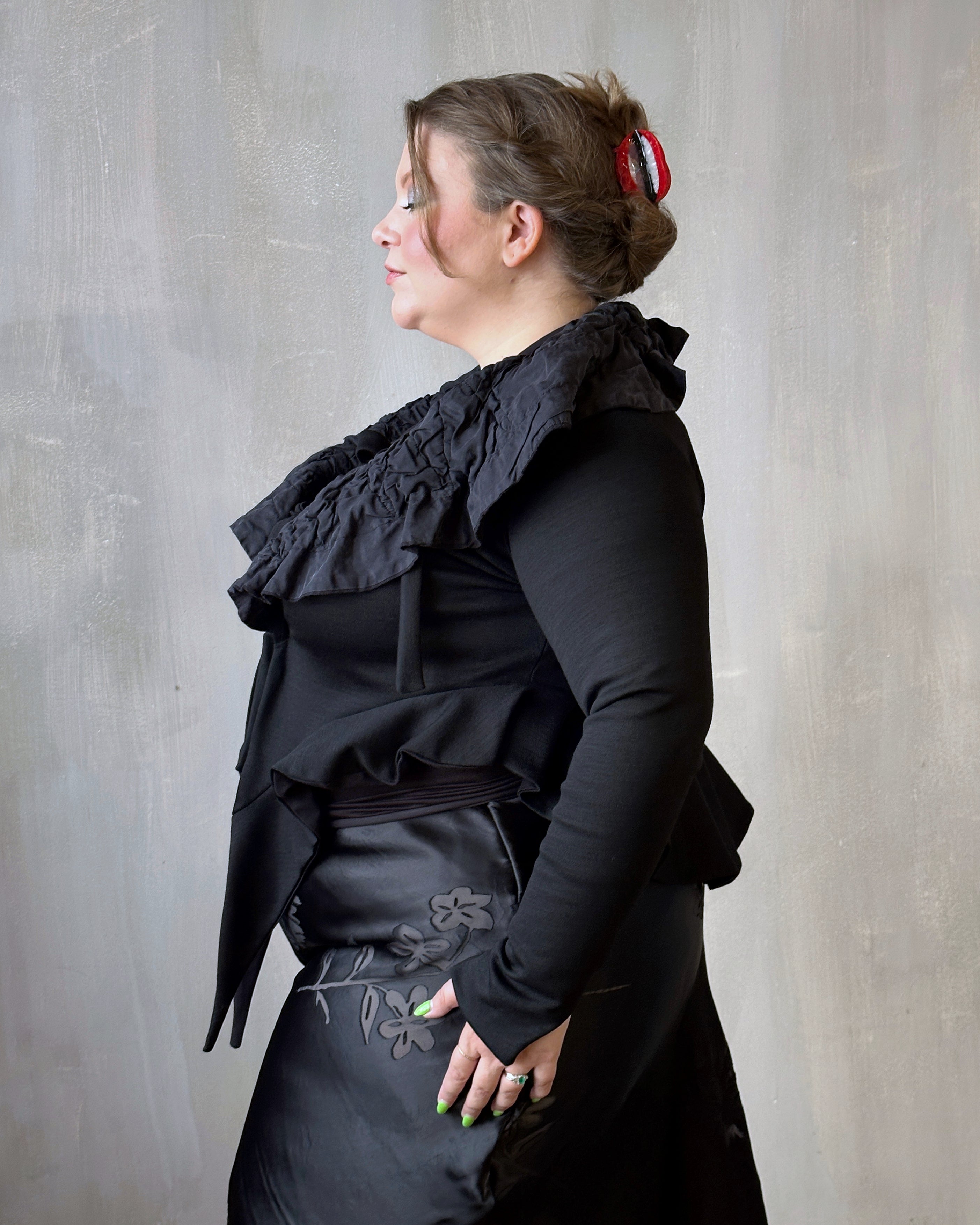 Sample Sale: "Chaos-Quilted" Wool Peplum Cardigan (Size I)