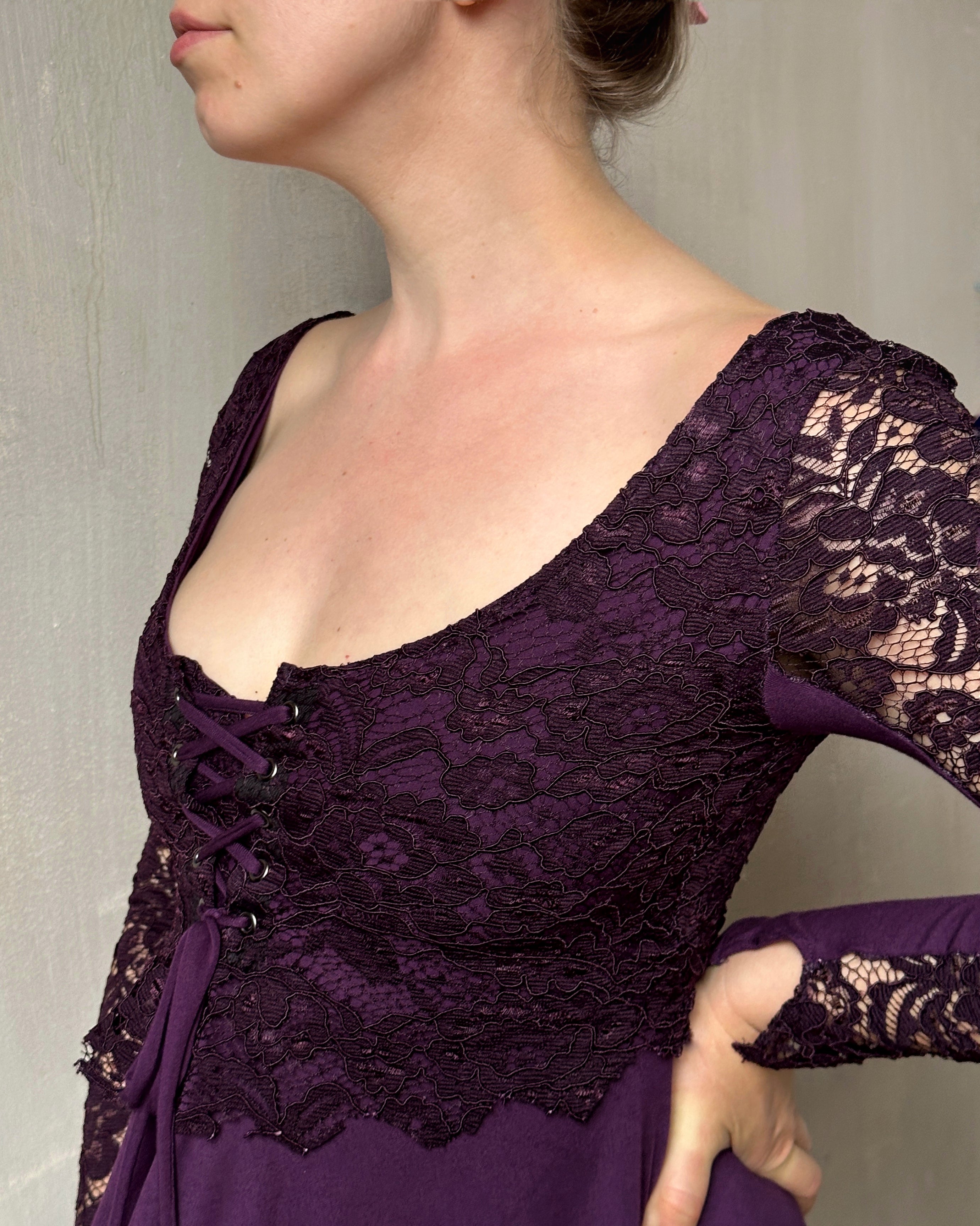 FW'24: Lace Overlay Dress in Purple Nightshade (Pre-Order)