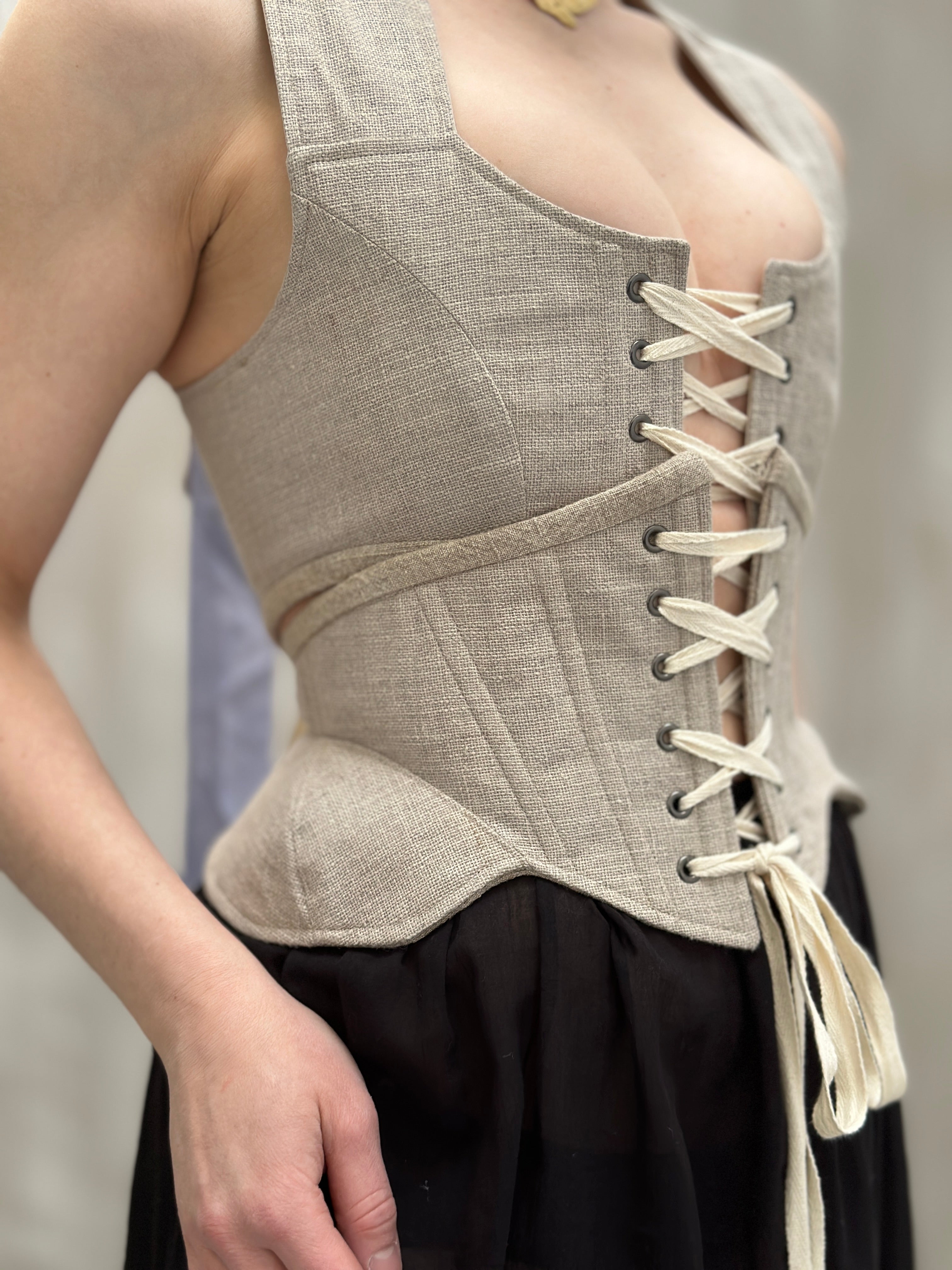 Sample Sale: Severina Corset Belt in Burlap Linen (Size III)