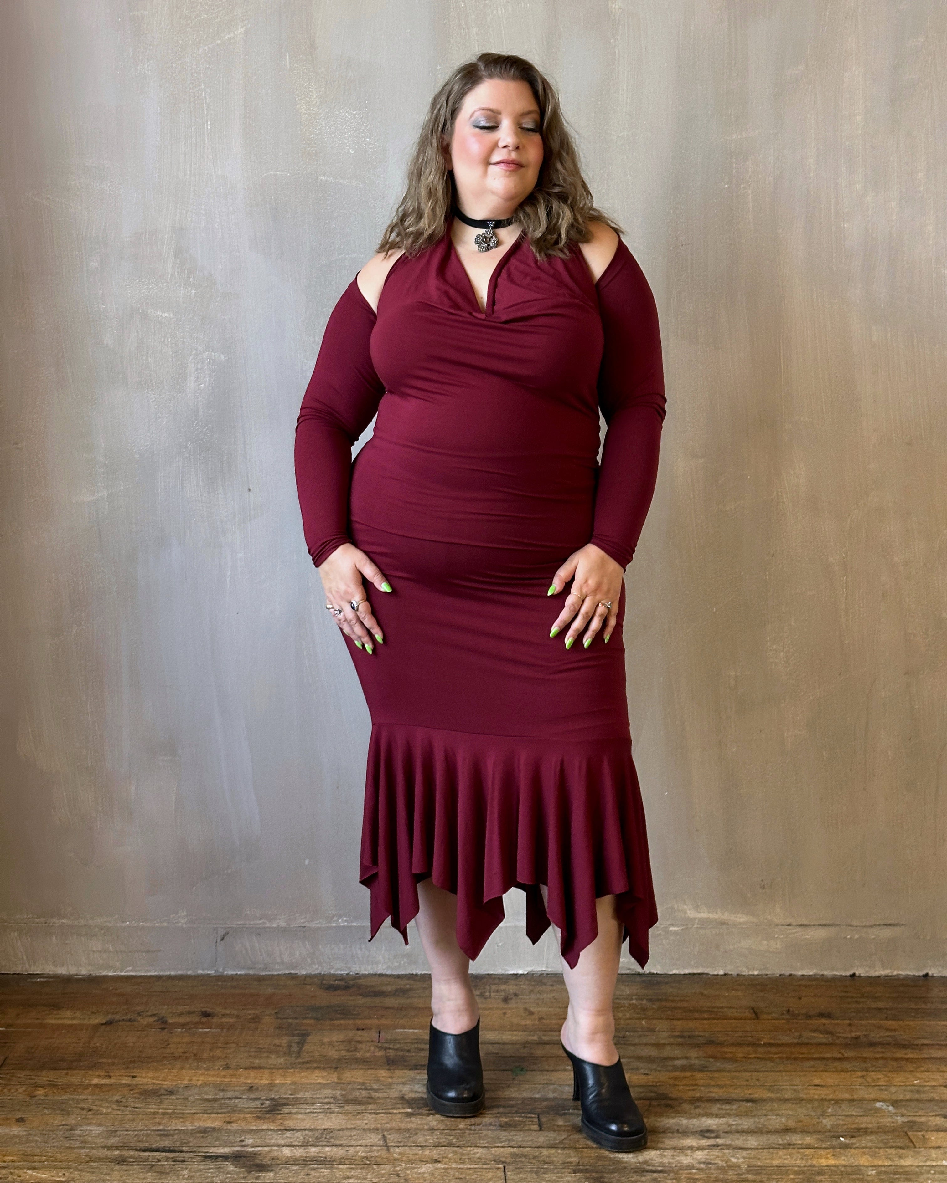 Halter Shrug Dress Blood Red (In Stock)