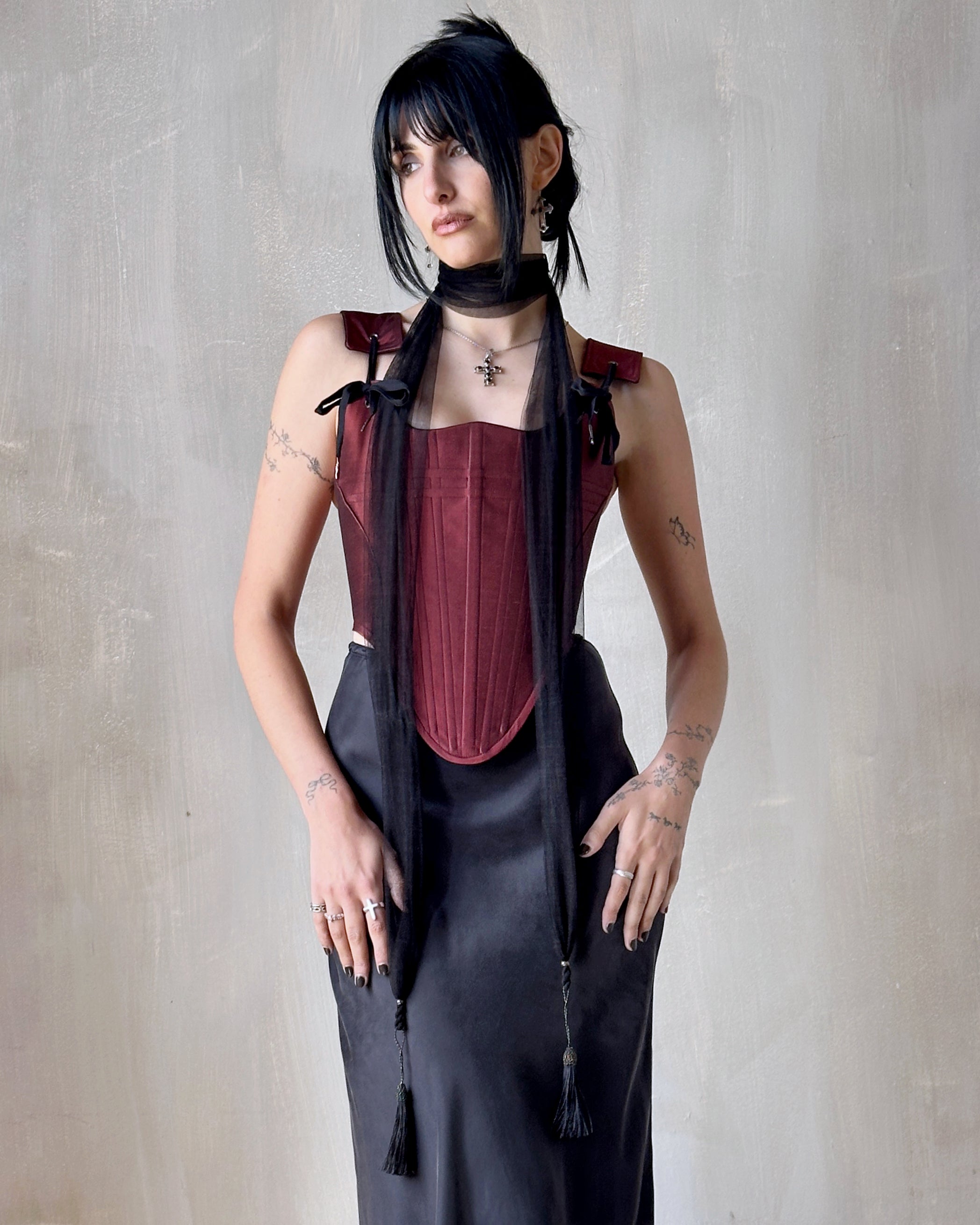 Spring '25: Black Tasseled Scarf in Silk