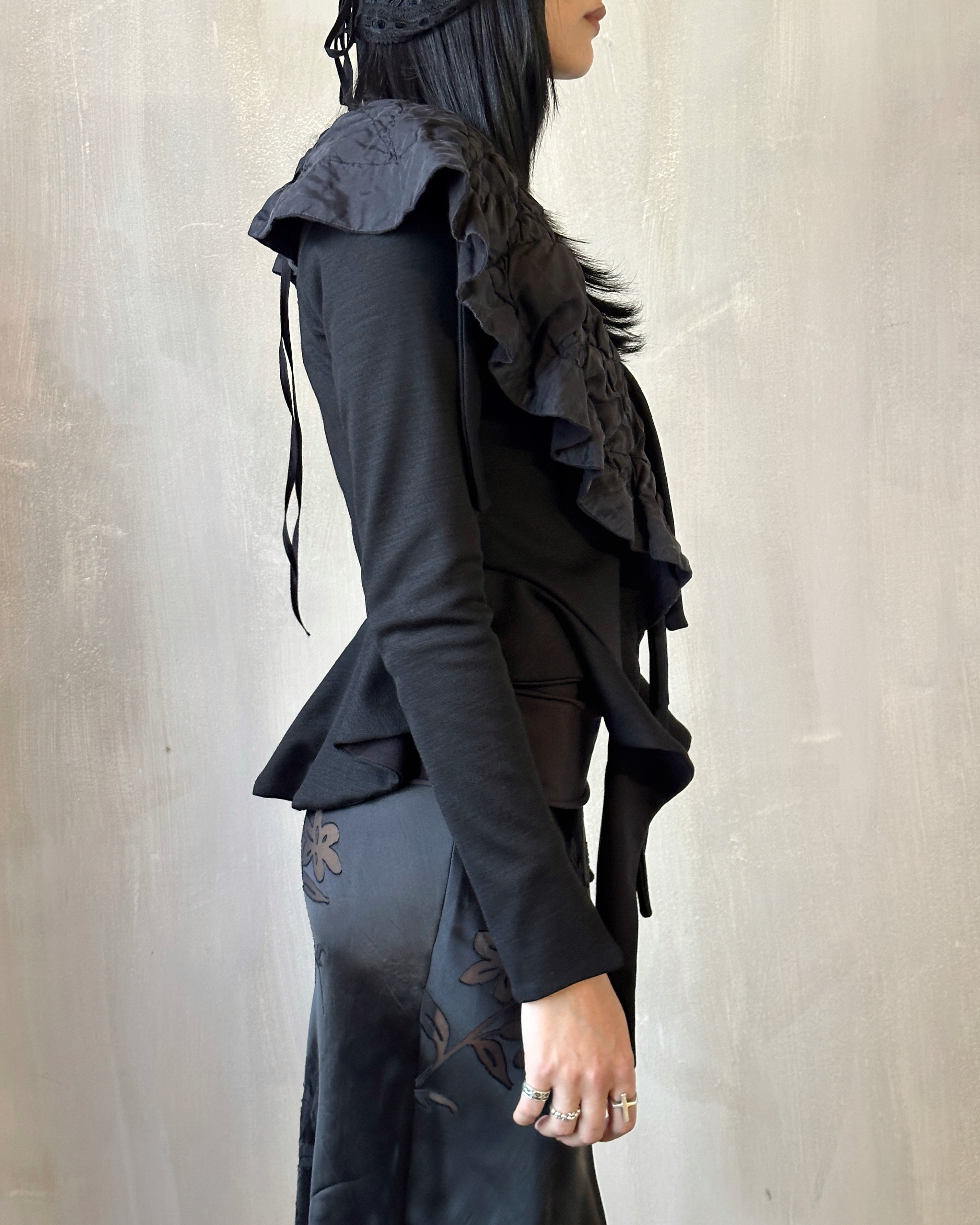 Sample Sale: "Chaos-Quilted" Wool Peplum Cardigan (Size I)