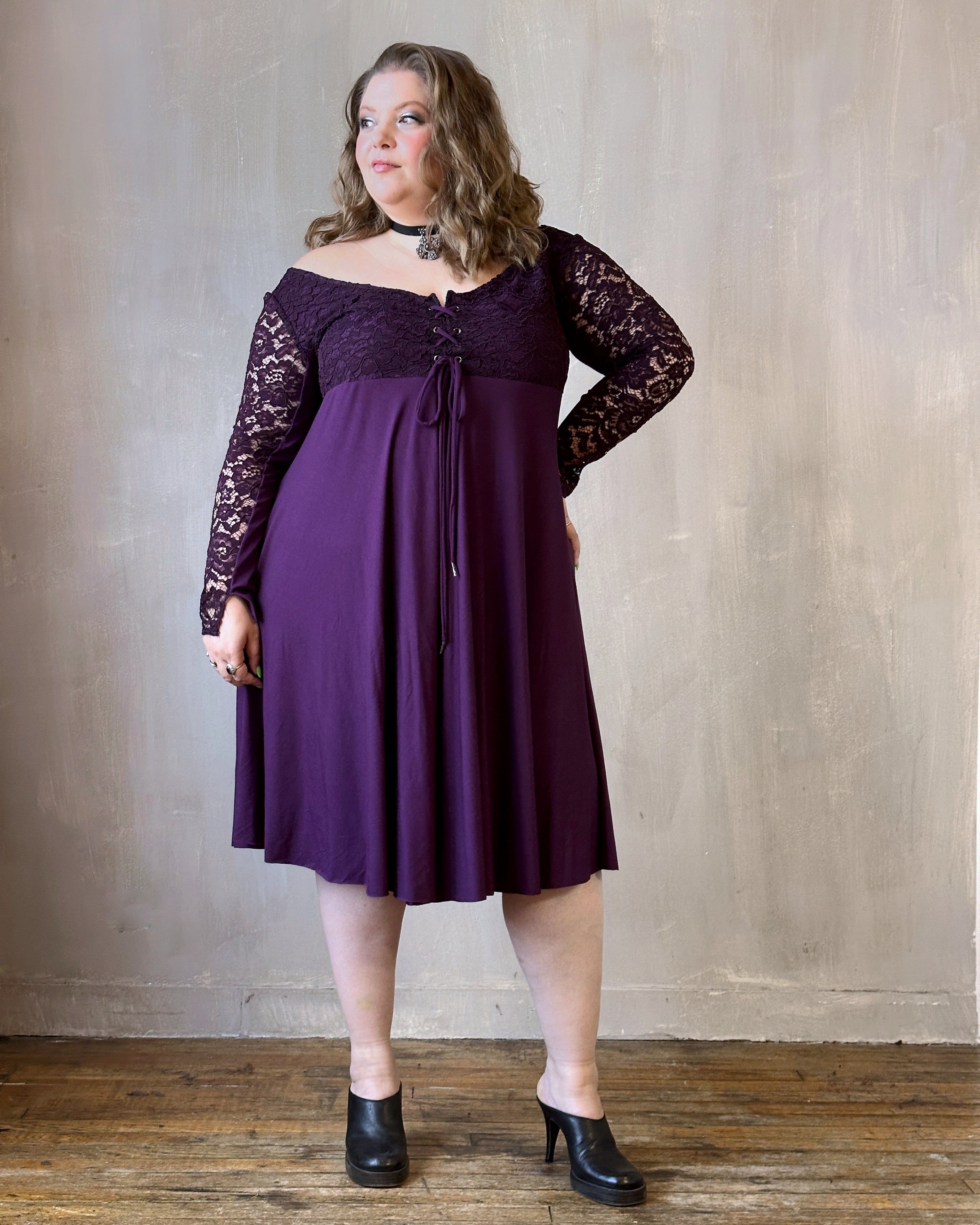 FW'24: Lace Overlay Dress in Purple Nightshade (Pre-Order)