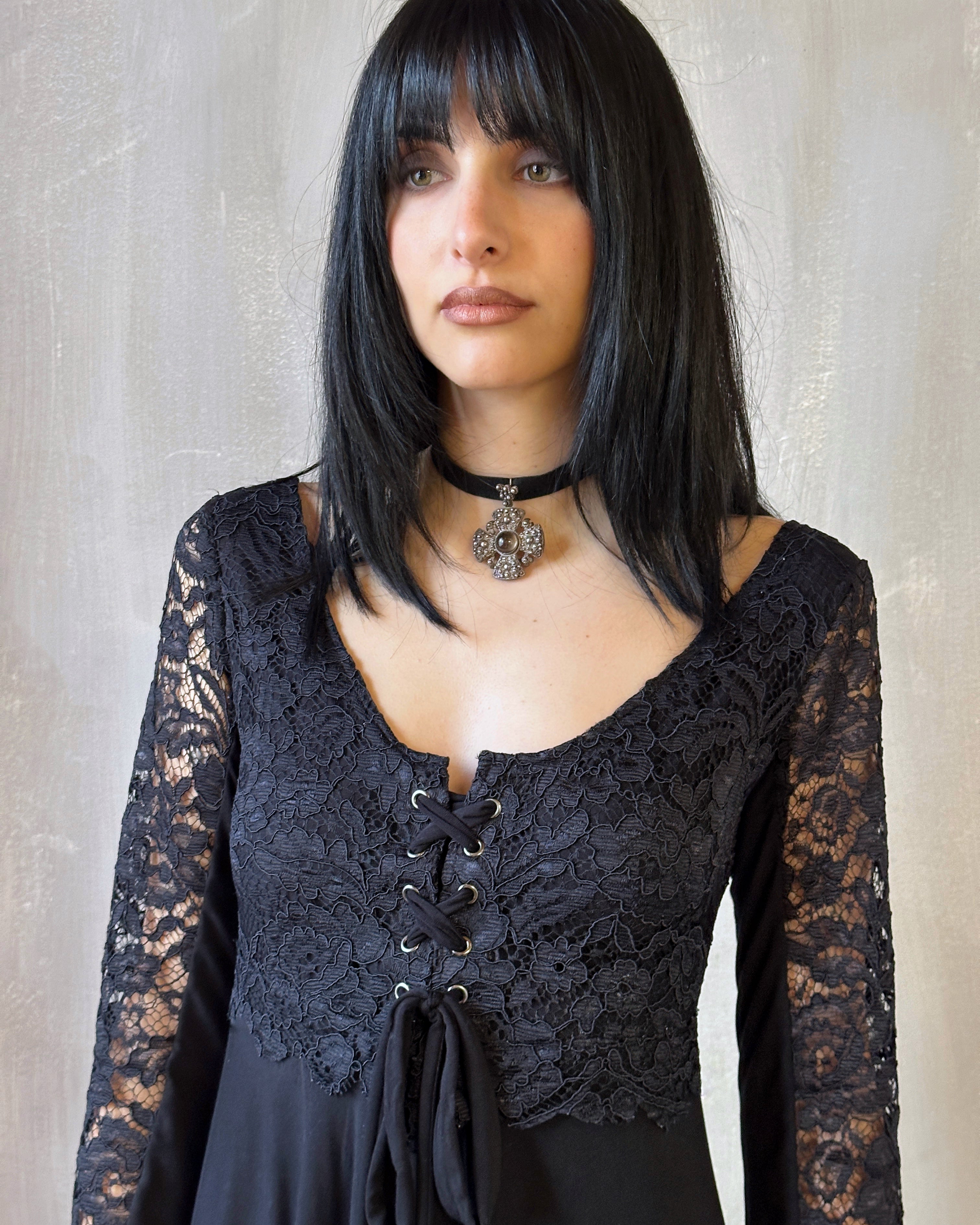 Lace Overlay Dress Black (Size I)