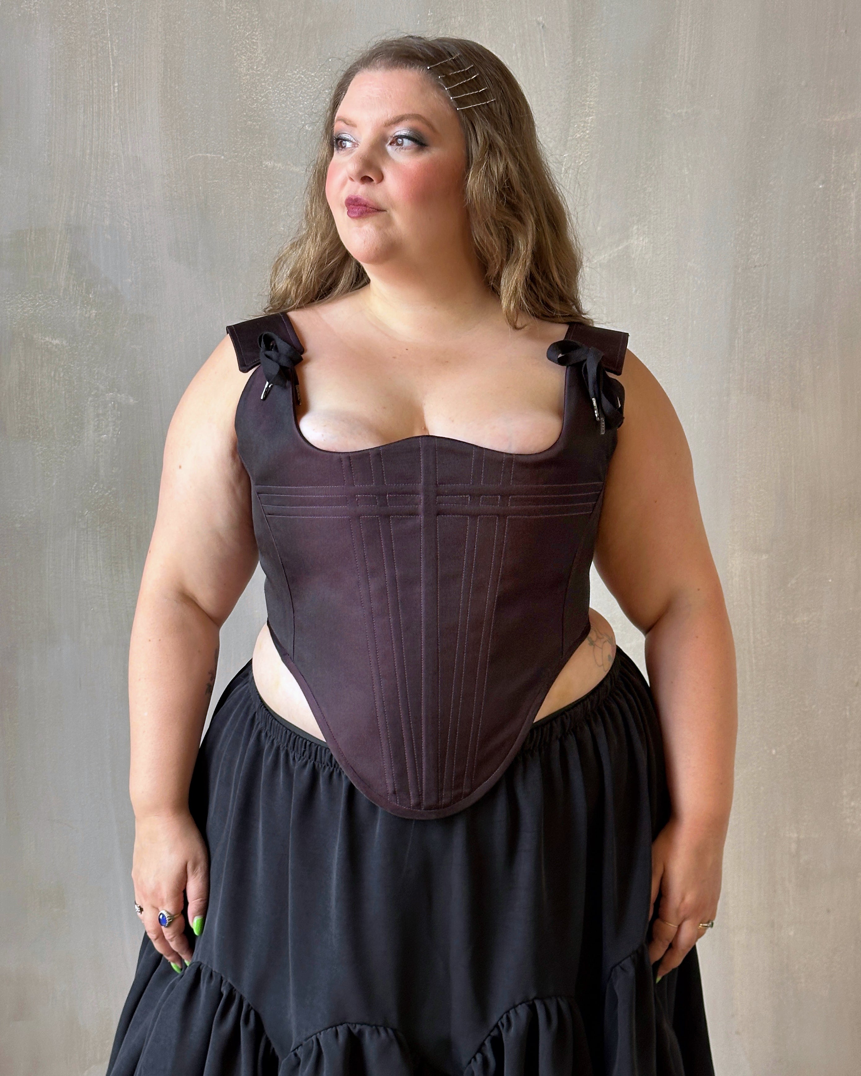 FW'24: Stays in Black Purple Silk Damask (Pre-Order, Limited Edition)