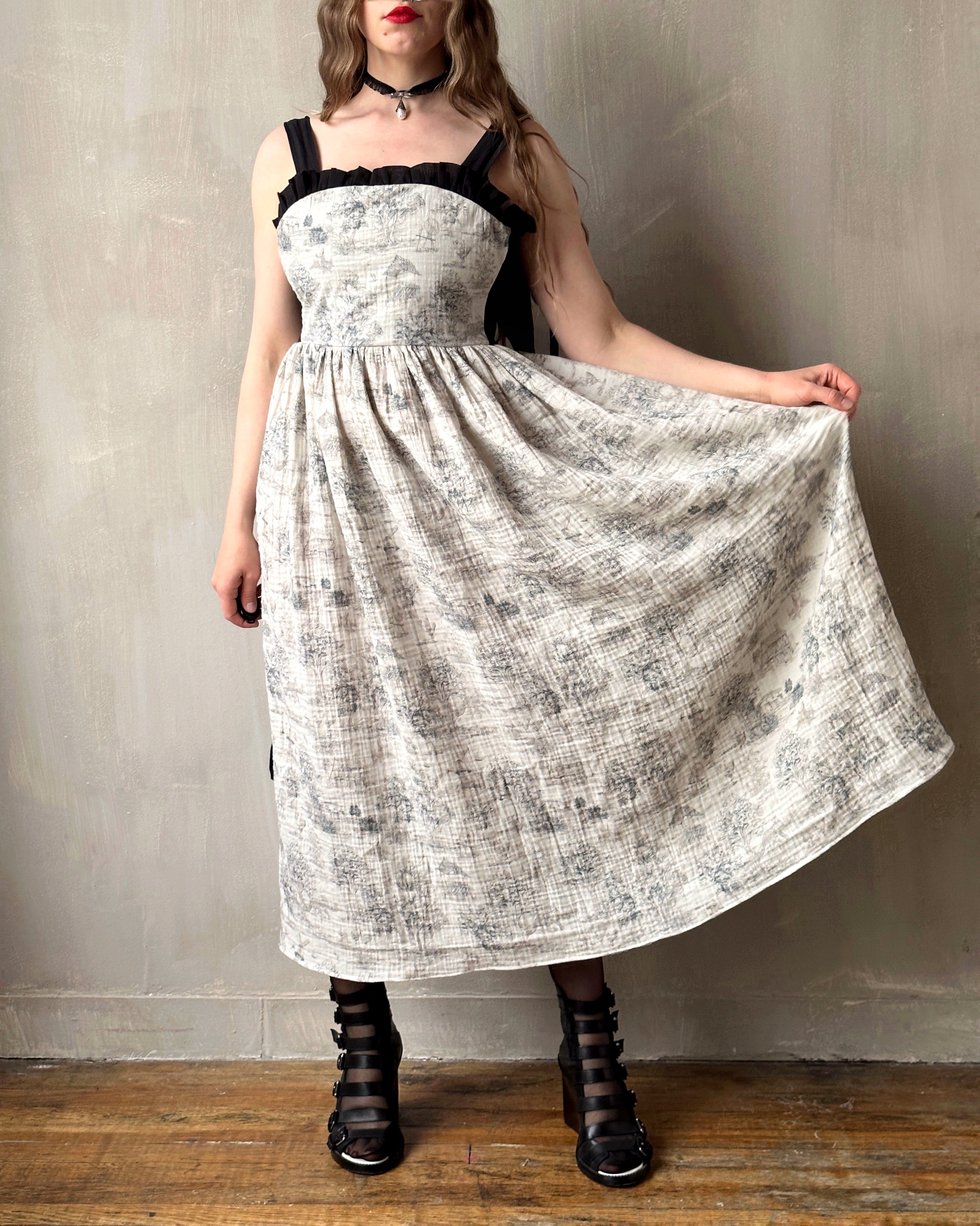 Heloise Dress in Toile de Jouy (Made-To-Order)