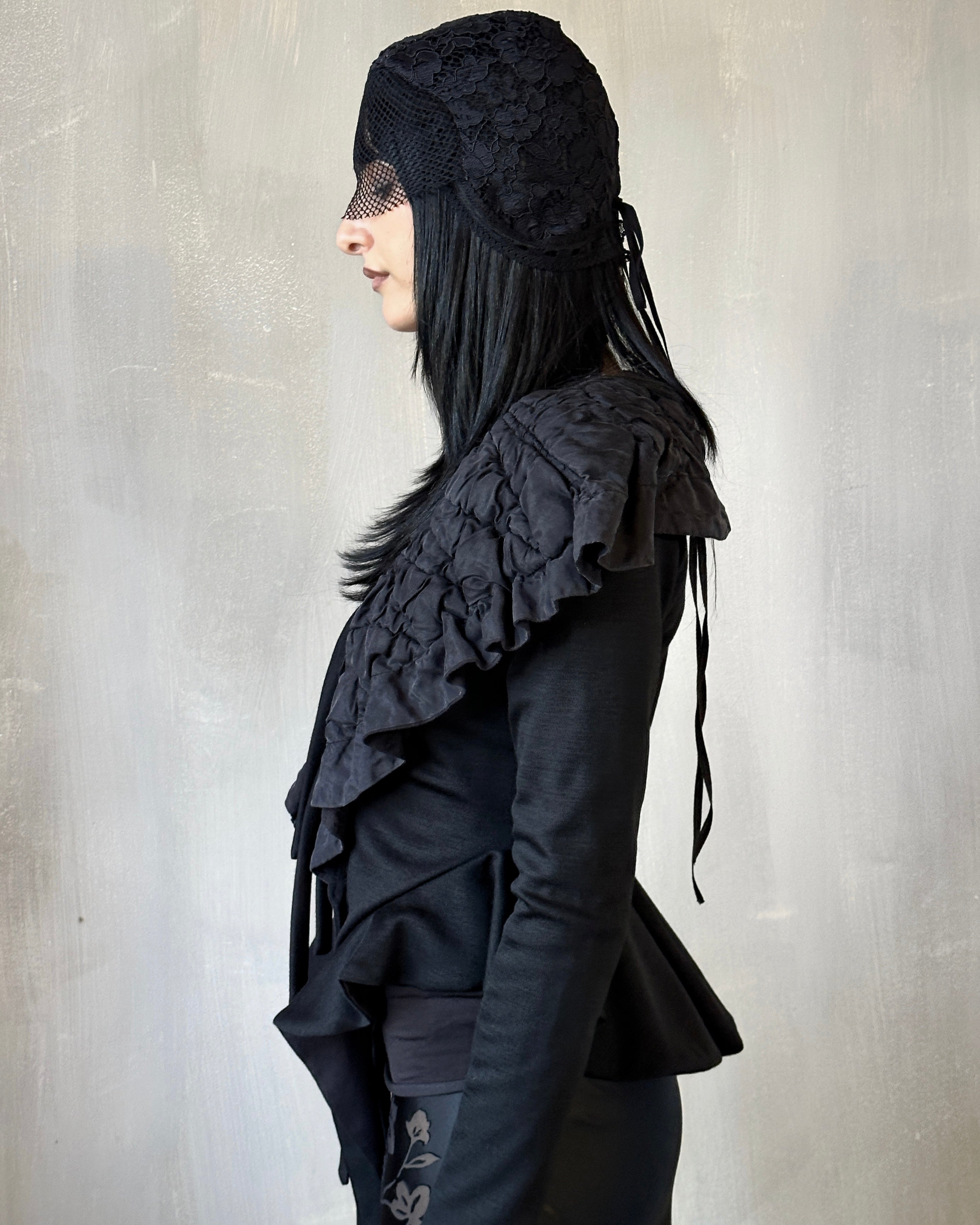 Sample Sale: "Chaos-Quilted" Wool Peplum Cardigan (Size I)