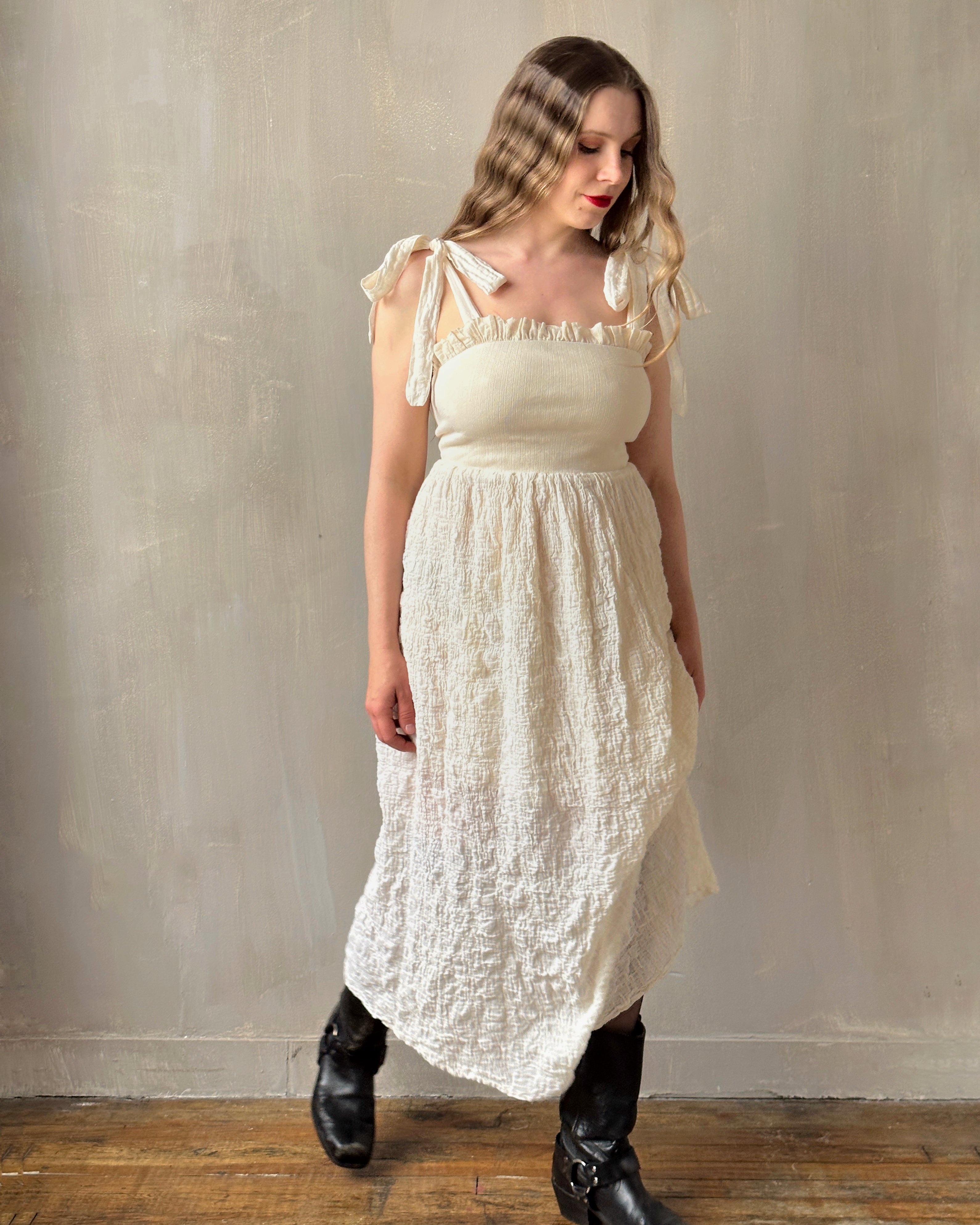 Heloise Dress in Cream Cotton (limited Edition)