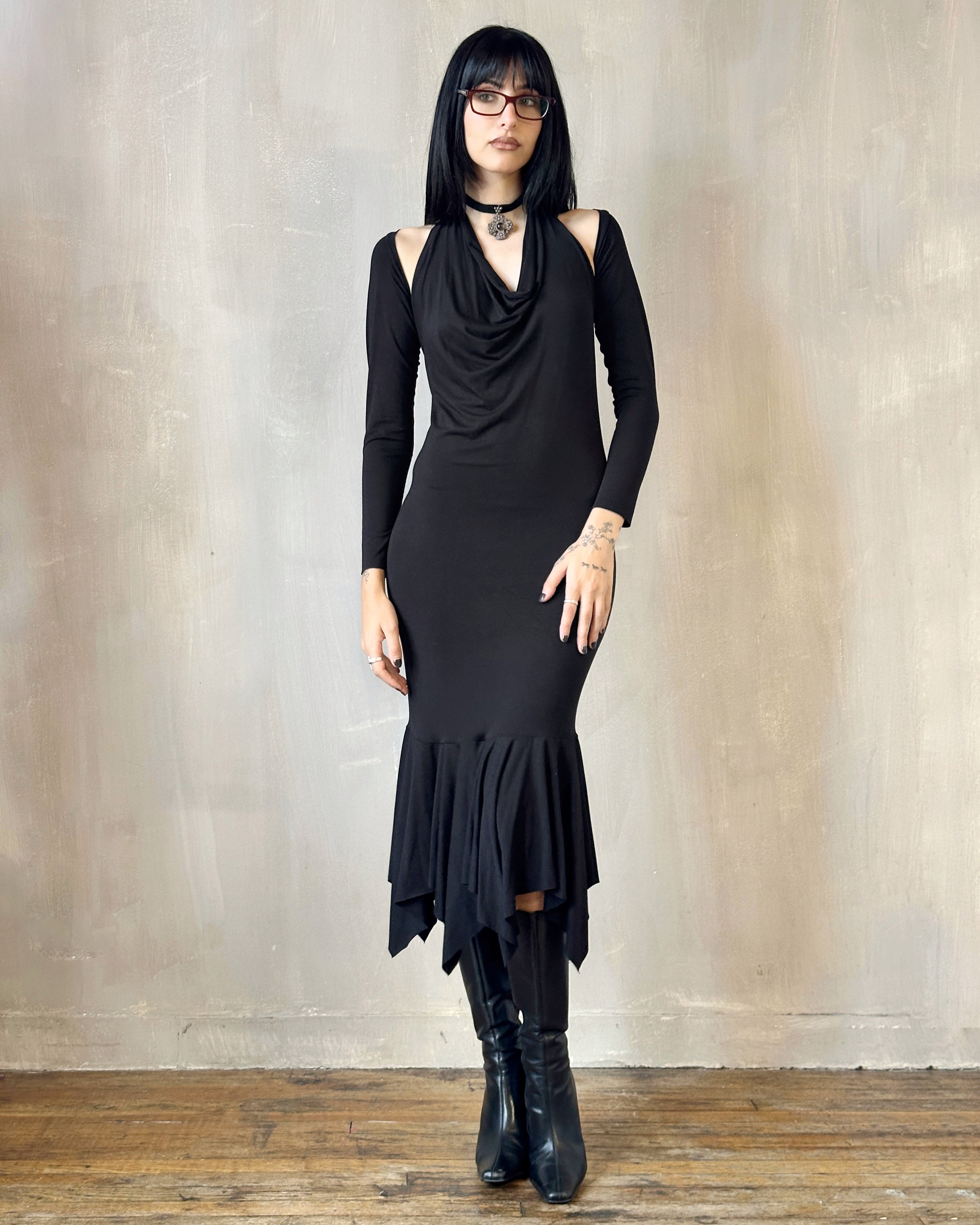 Halter Shrug Dress Black (Size I)