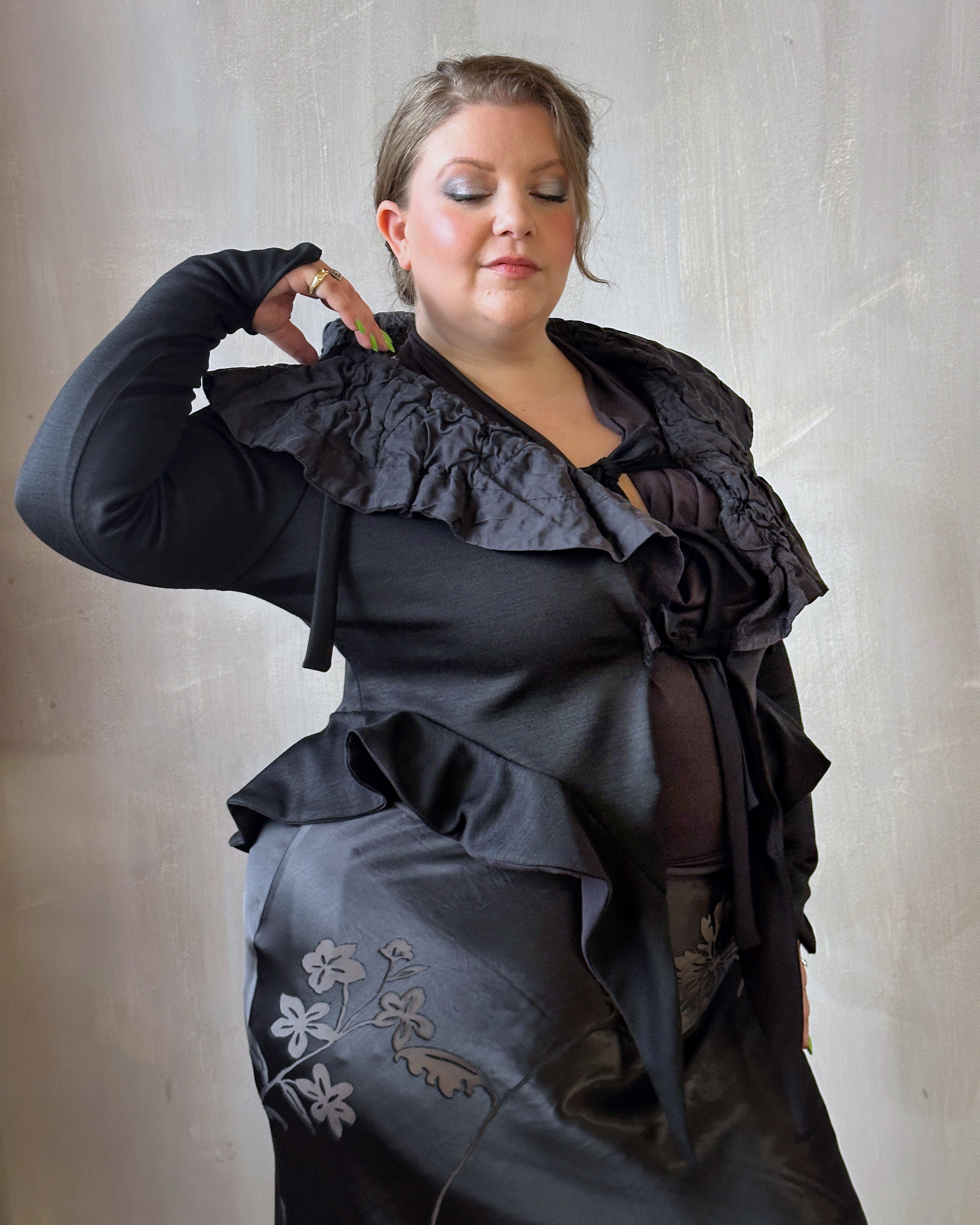 Sample Sale: "Chaos-Quilted" Wool Peplum Cardigan (Size I)